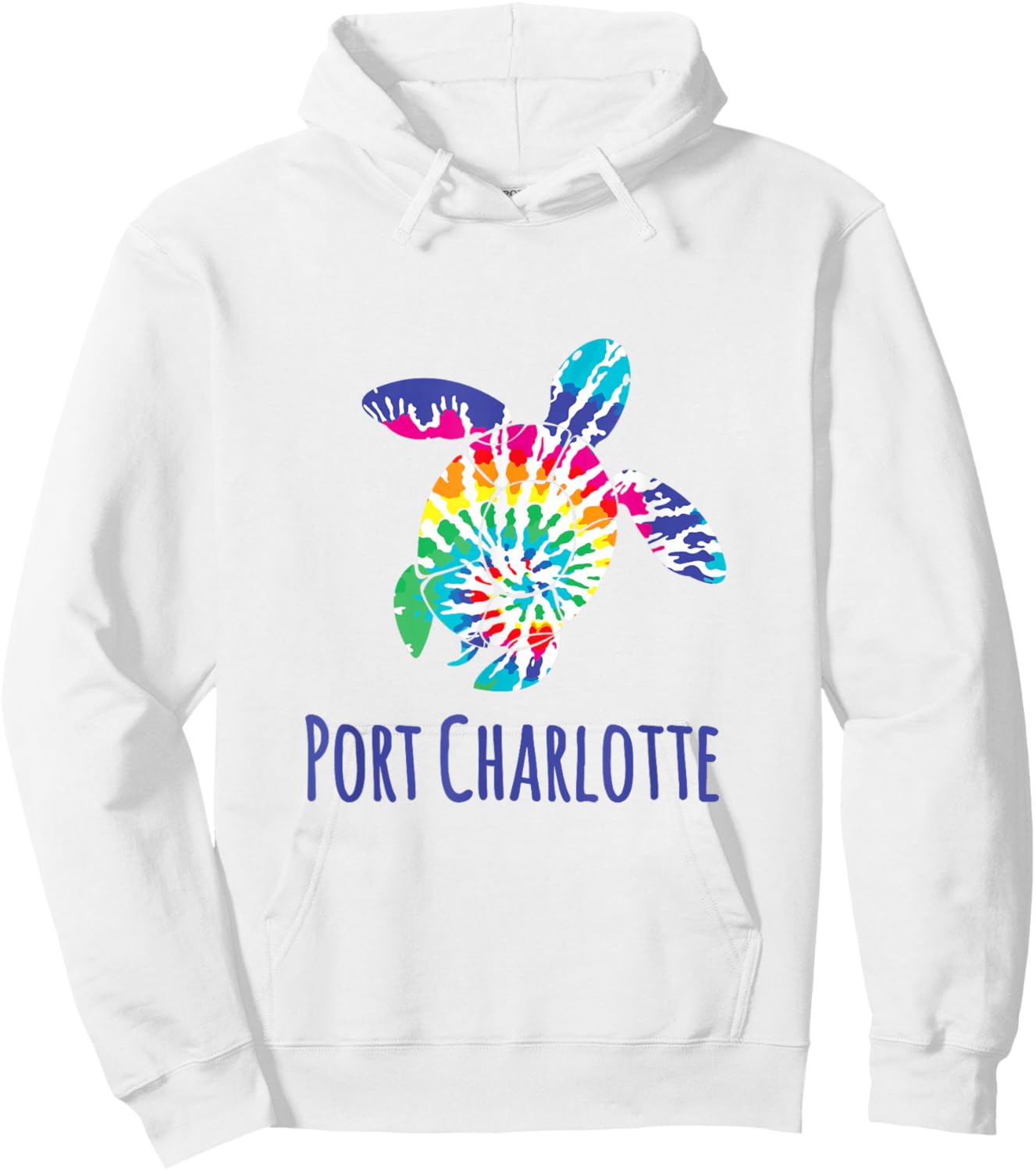 Port Charlotte Beach Florida Tie Dye Batik Loggerhead Turtle Hoodie - Hoodie | White