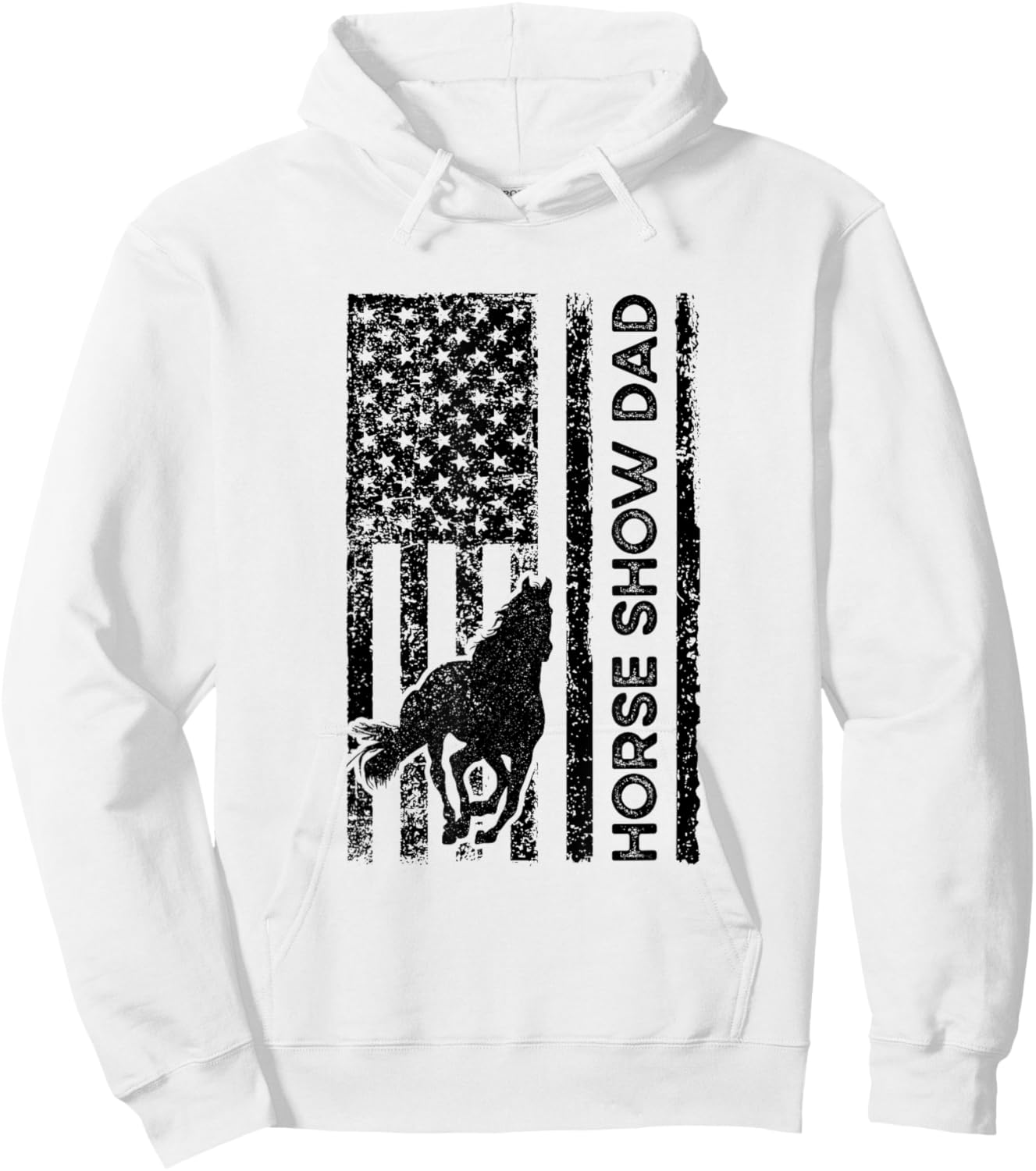 Horse Show Dad American Flag Equestrian Father Men Hoodie - Hoodie | White