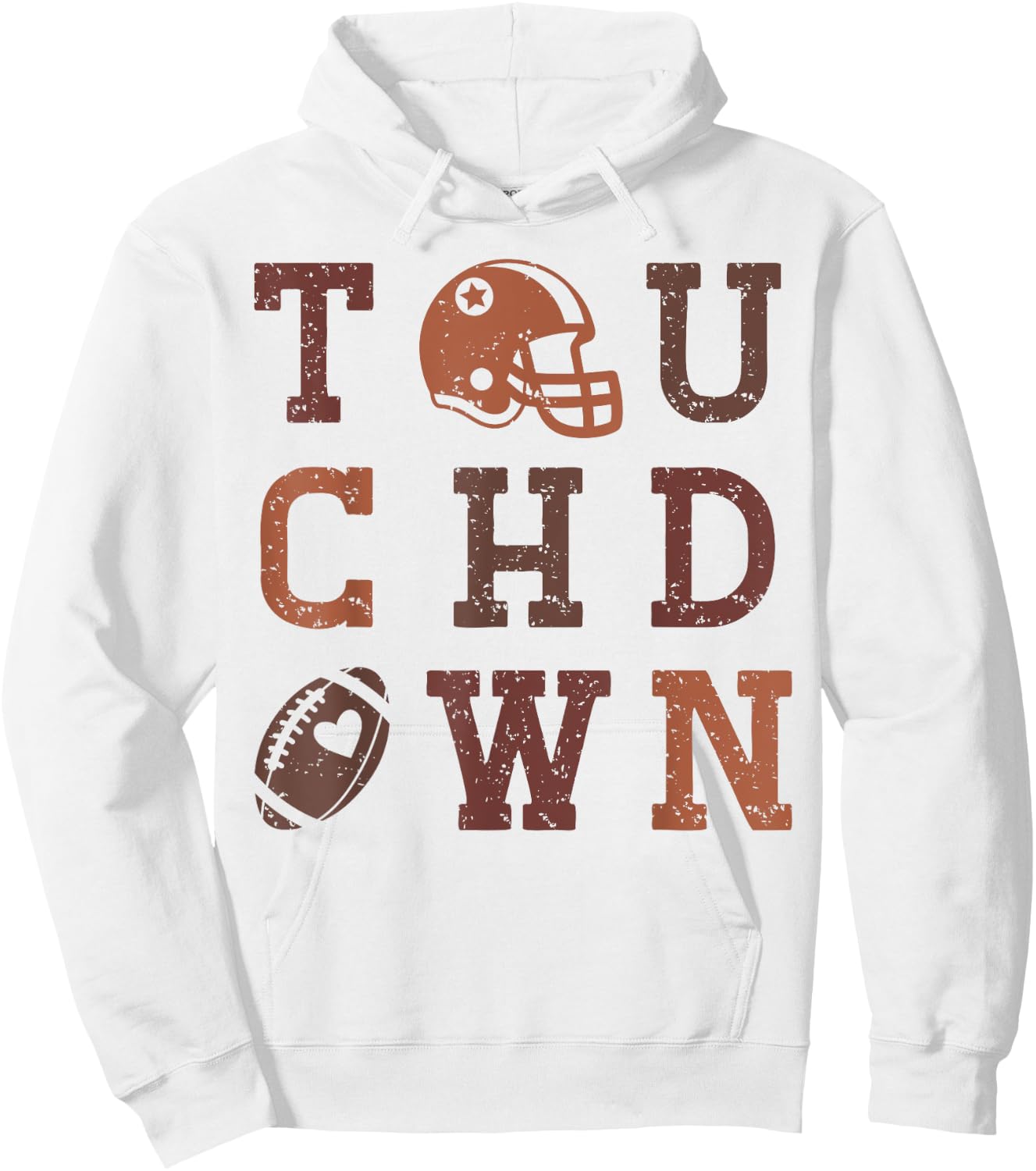 Football American Touchdown Distressed Vintage Fans Hoodie - Hoodie | White