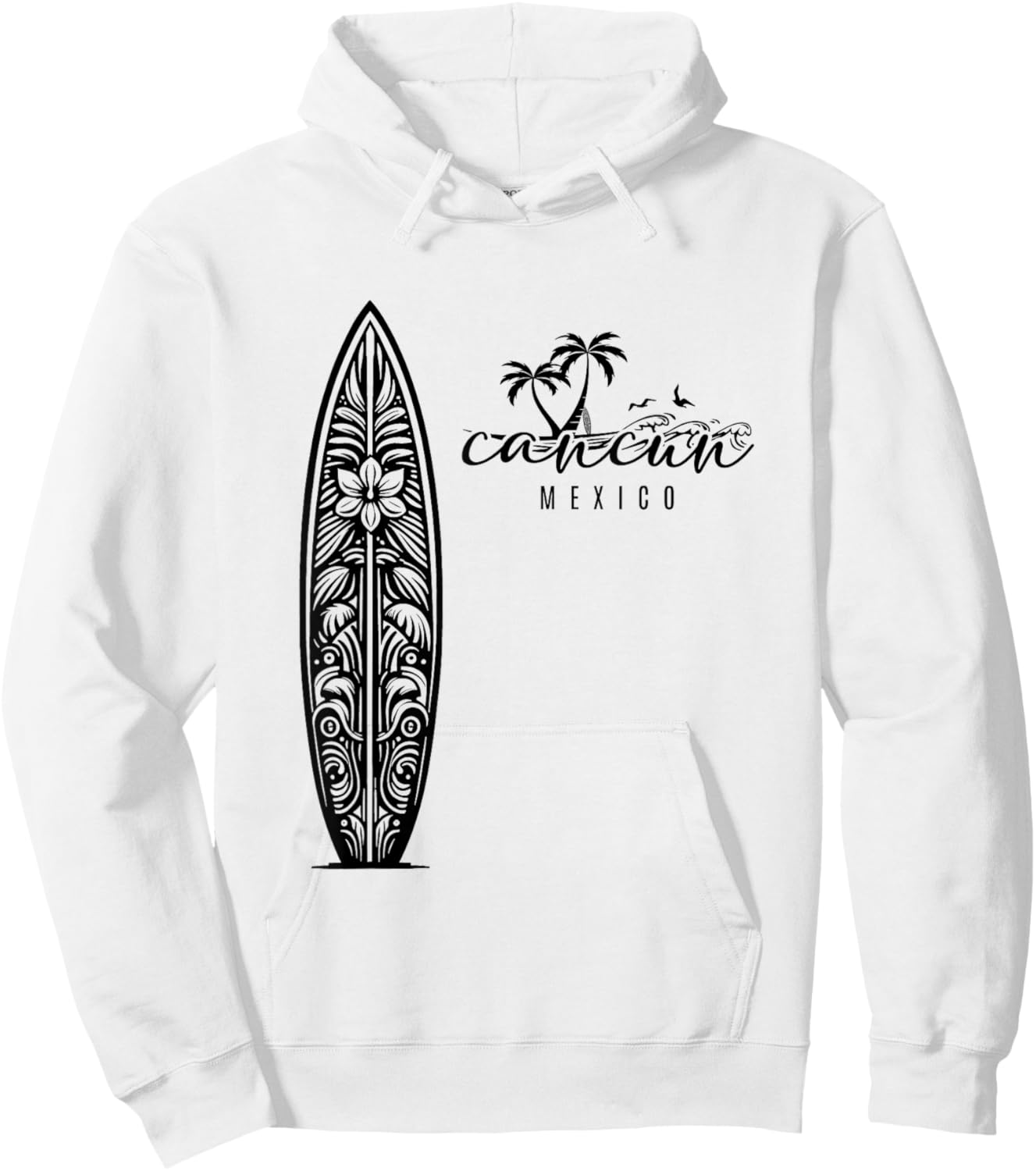 Cancun Mexico Beach Surfing Surfboard Retro Hoodie - Hoodie | White