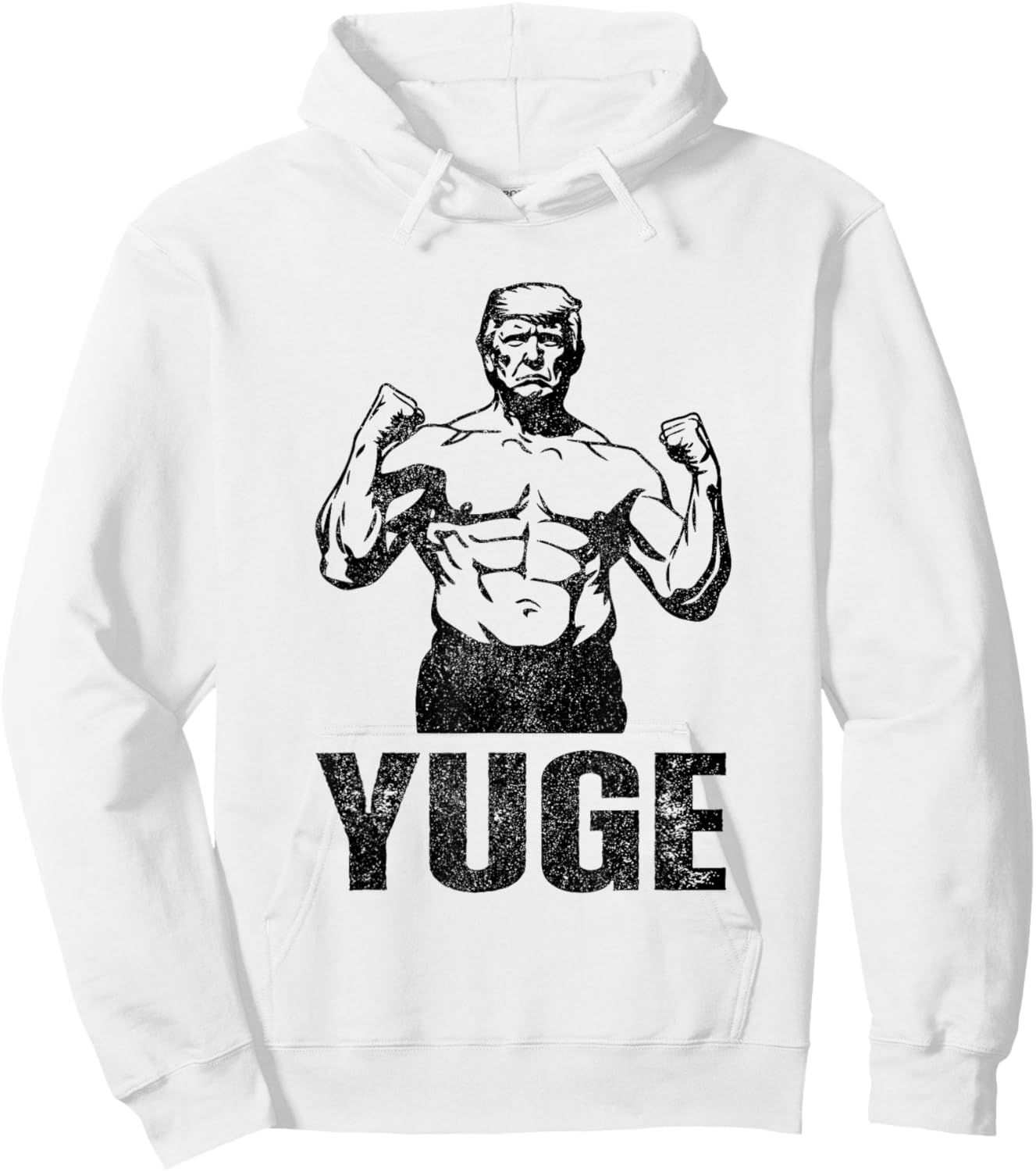 Muscle Trump 2024 Yuge Muscular Flex Trump Funny Patriotic Vintage Workout Gym Hoodie - Hoodie | White