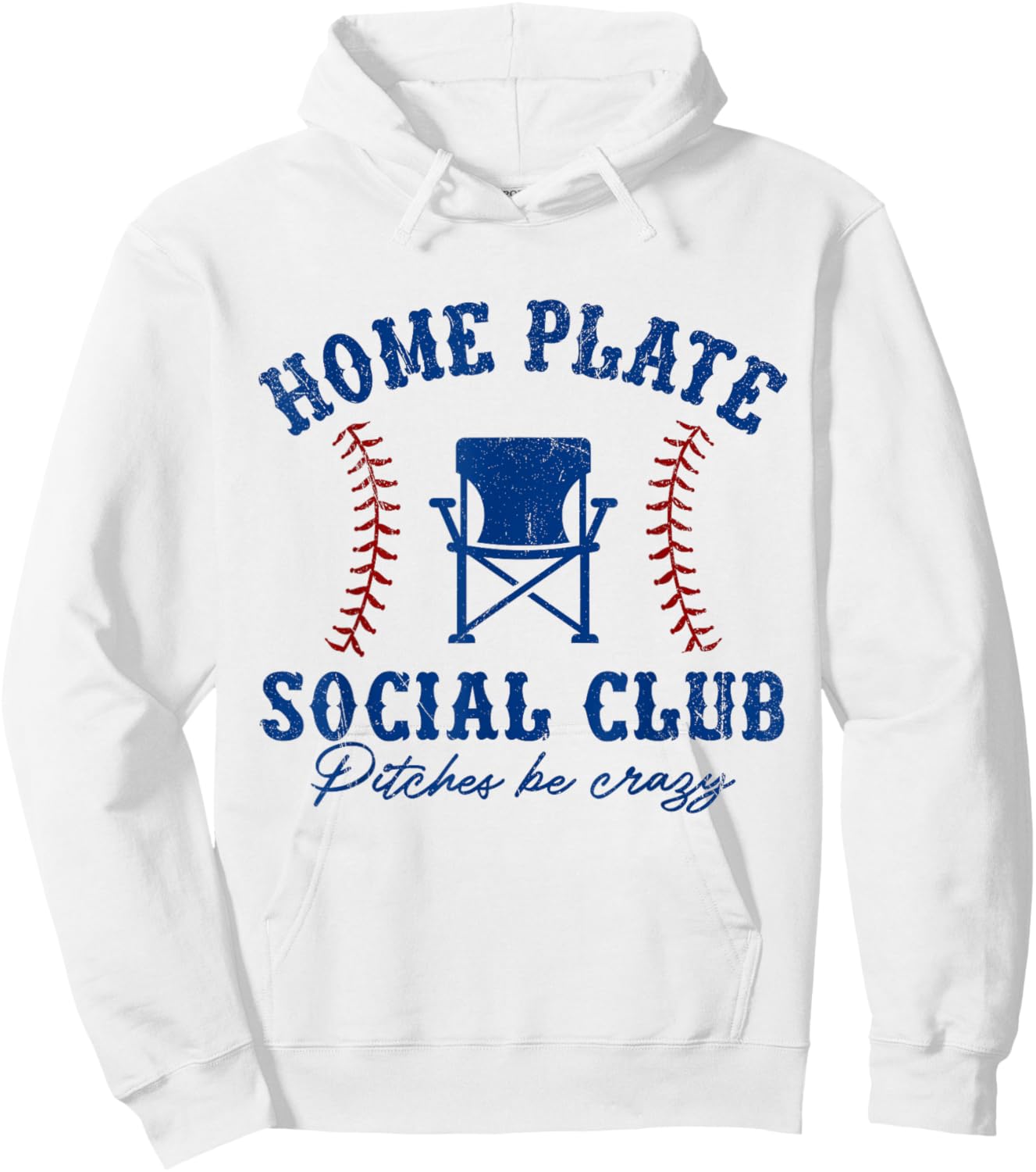 Home Plate Social Club Pitches Be Crazy Baseball Hoodie - Hoodie | White