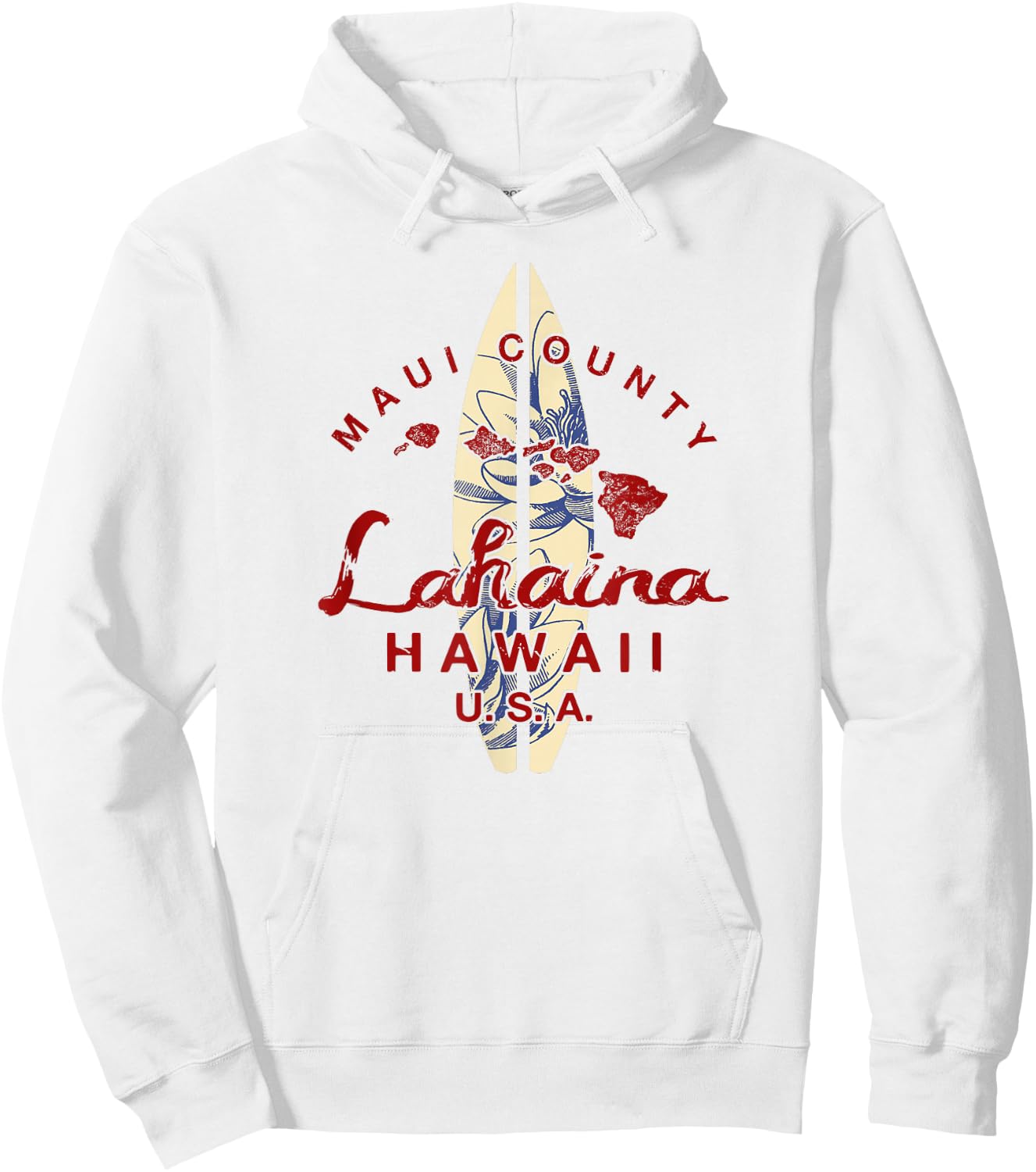 Maui Lahaina Vintage Hawaiian Islands Hawaii Hoodie - Hoodie | White