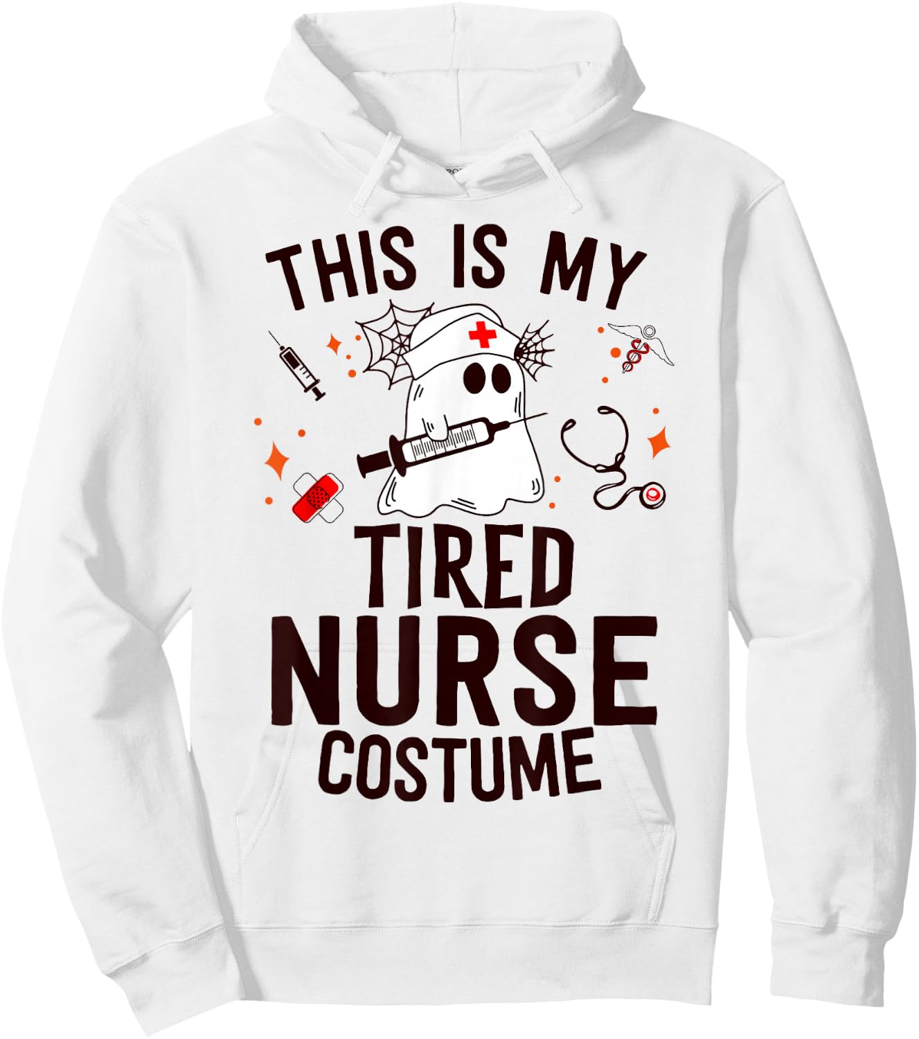 This Is Tired Nurse Costume Nursing Funny Ghost Halloween Hoodie - Hoodie | White