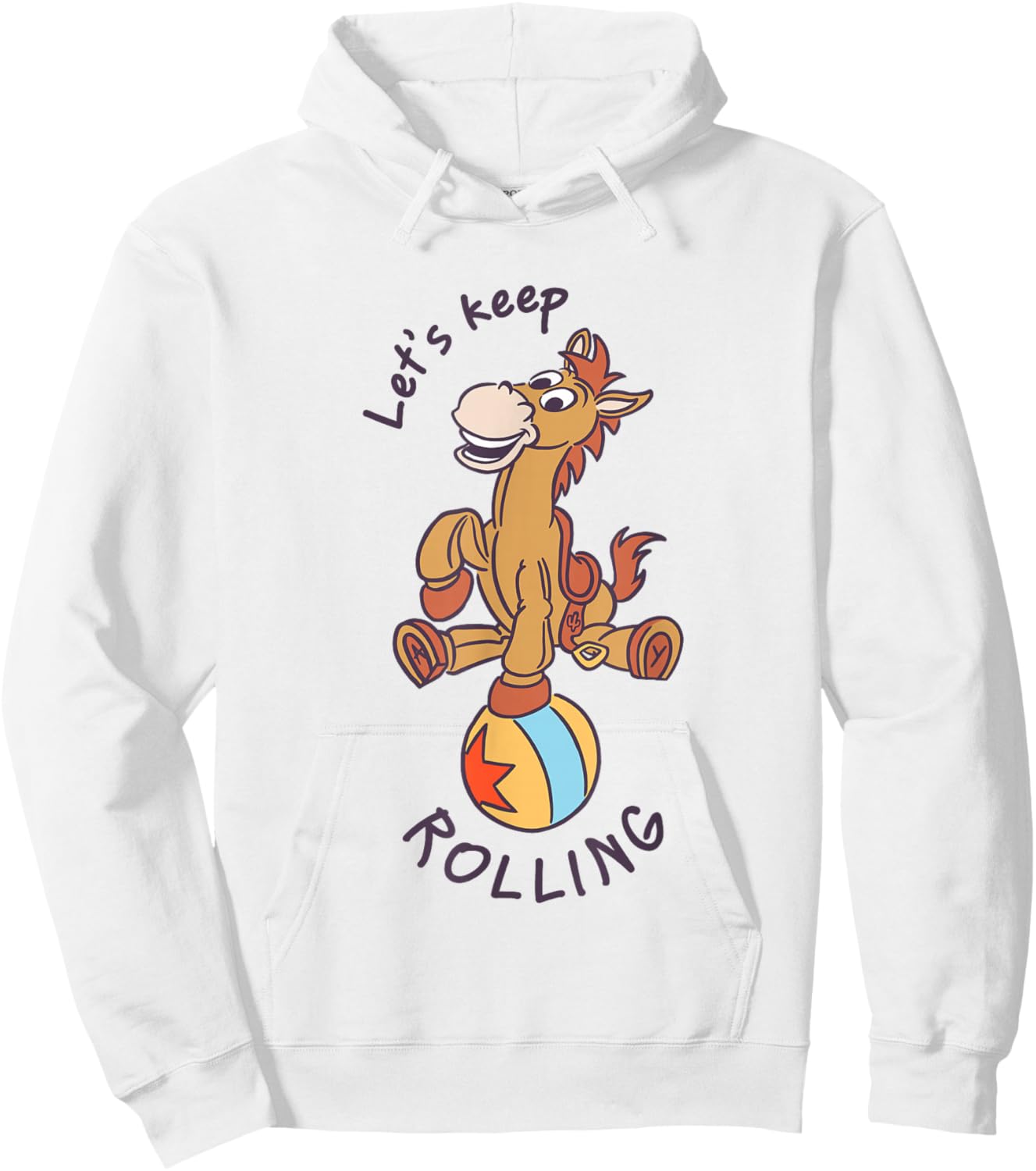 Disney Pixar Toy Story Cute Bullseye Let's Keep Rolling Logo Hoodie - Hoodie | White