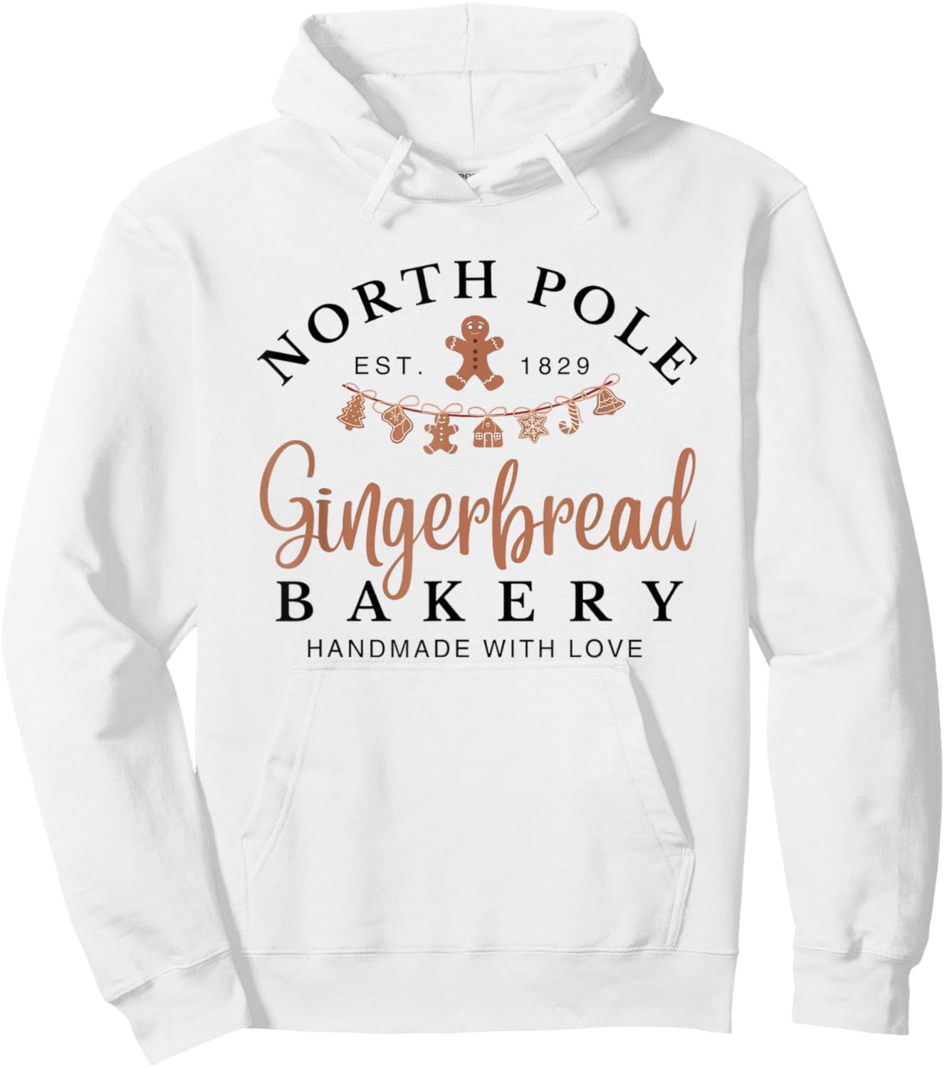 Vintage Retro North Pole Gingerbread Bakery Youth Kids Women Hoodie - Hoodie | White