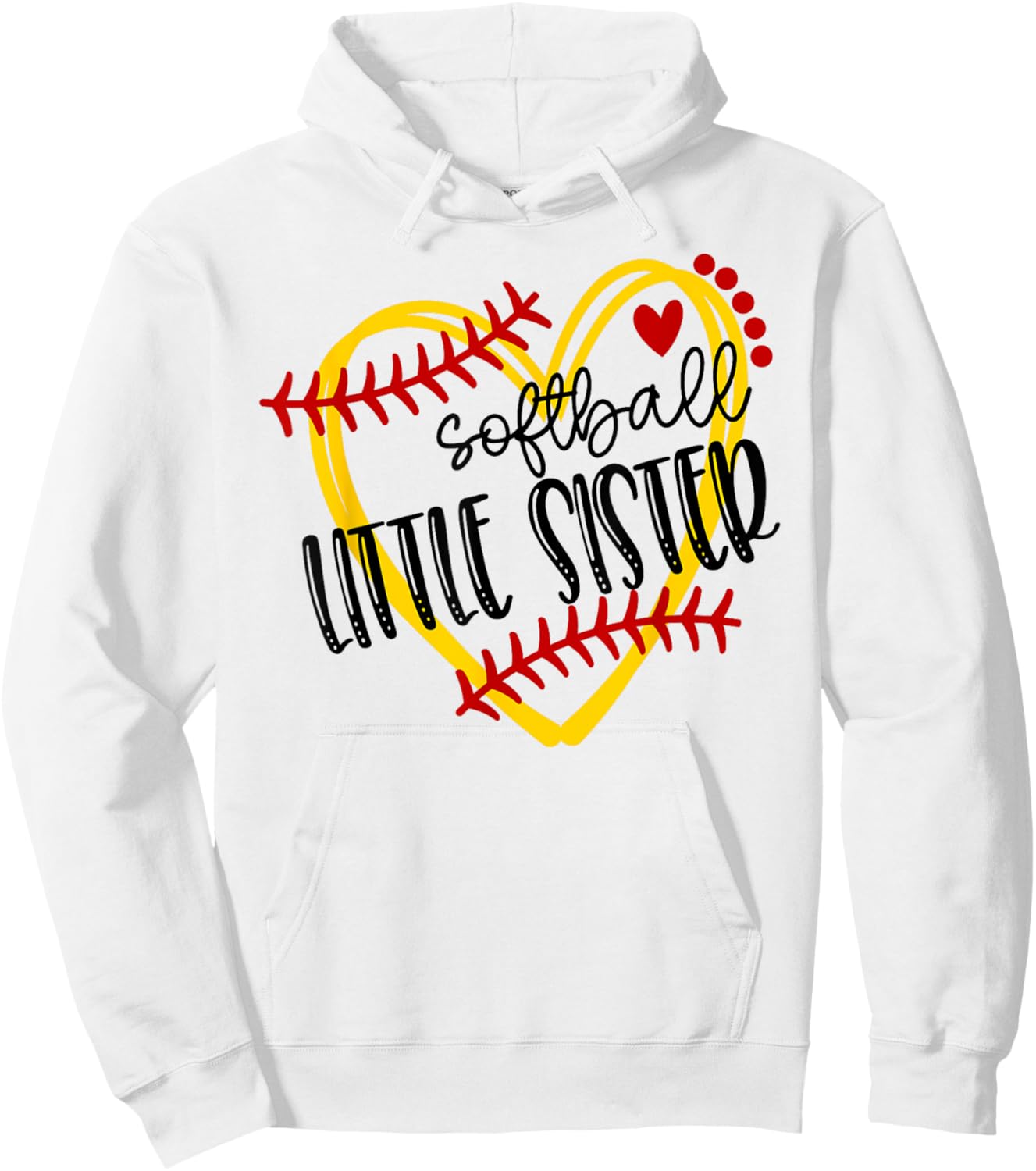 Personalized Softball Heart Cute Little Sister Women Hoodie - Hoodie | White