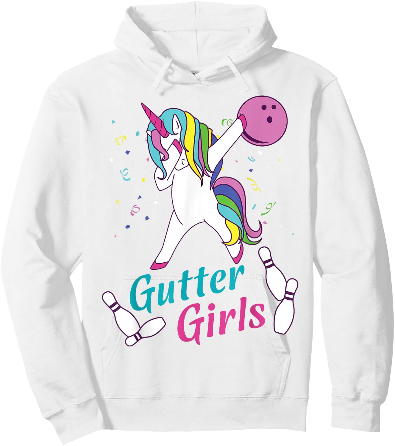 Gutter Girls Unicorn Bowling Team Shirt Hoodie - Hoodie | White