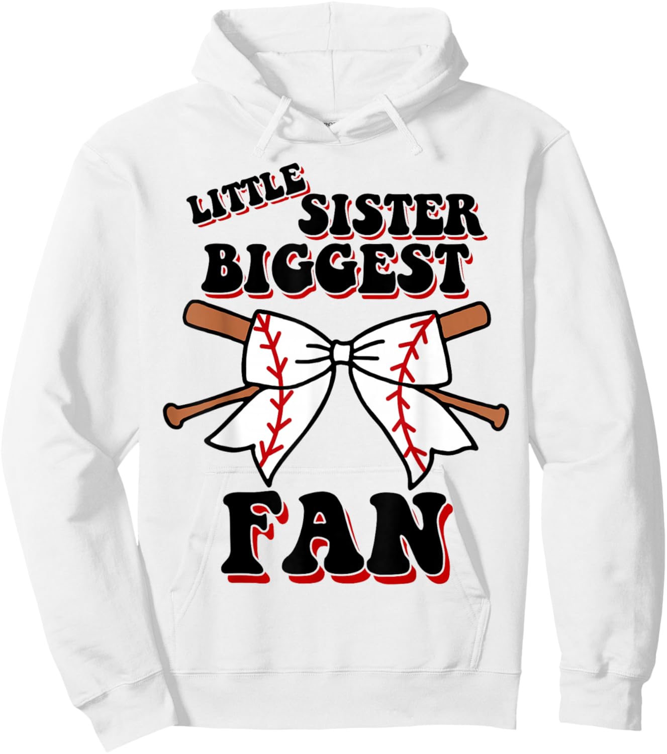 Toddler Little Sister Biggest Fan Cute Baseball Baby Girl Hoodie - Hoodie | White