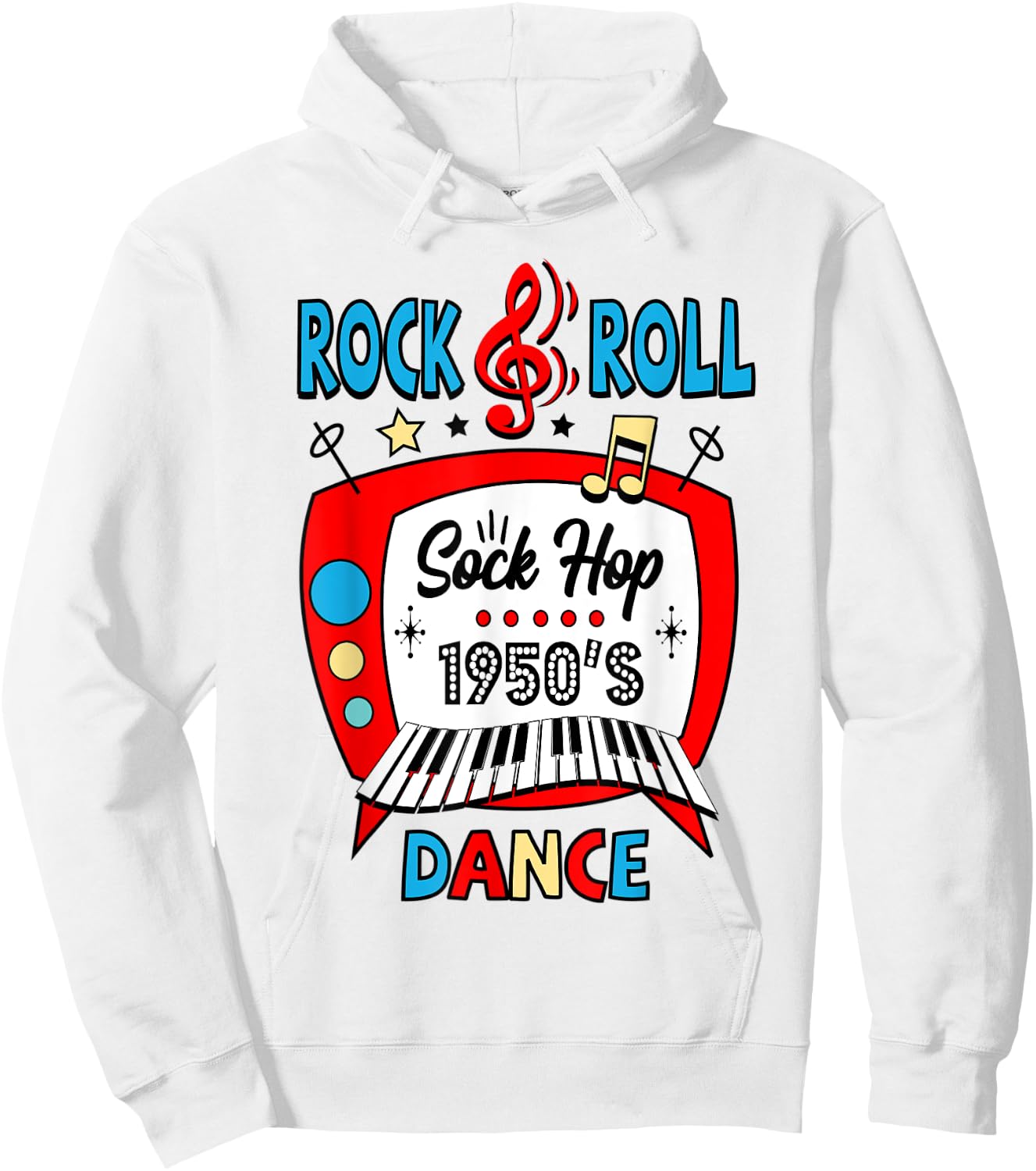 50s Rockabilly Vintage 1950s Clothing Men Sock Hop Hoodie - Hoodie | White