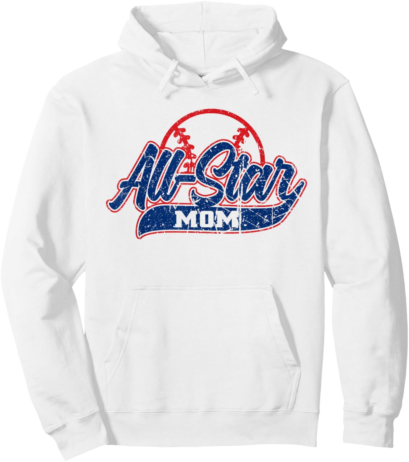 Retro Baseball All-Star Mom Hoodie - Hoodie | White