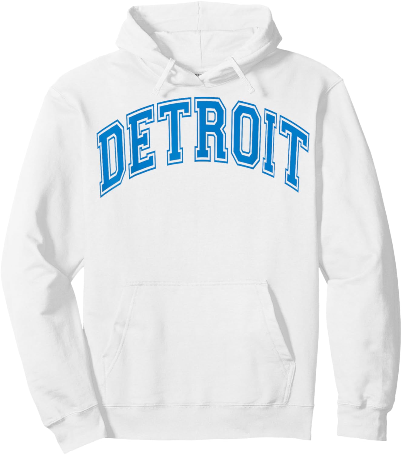 Detroit Blue Retro Vintage Distressed Arched Text Hoodie - Hoodie | White