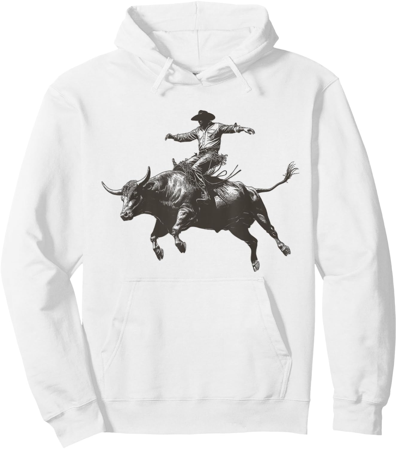 Vintage Cowboy Festival Country Music Concert Grey Cowboy Riding Bull - -Adults & Kids - Short Sleeve - Classic Fit - - Small Hoodie - Hoodie | White