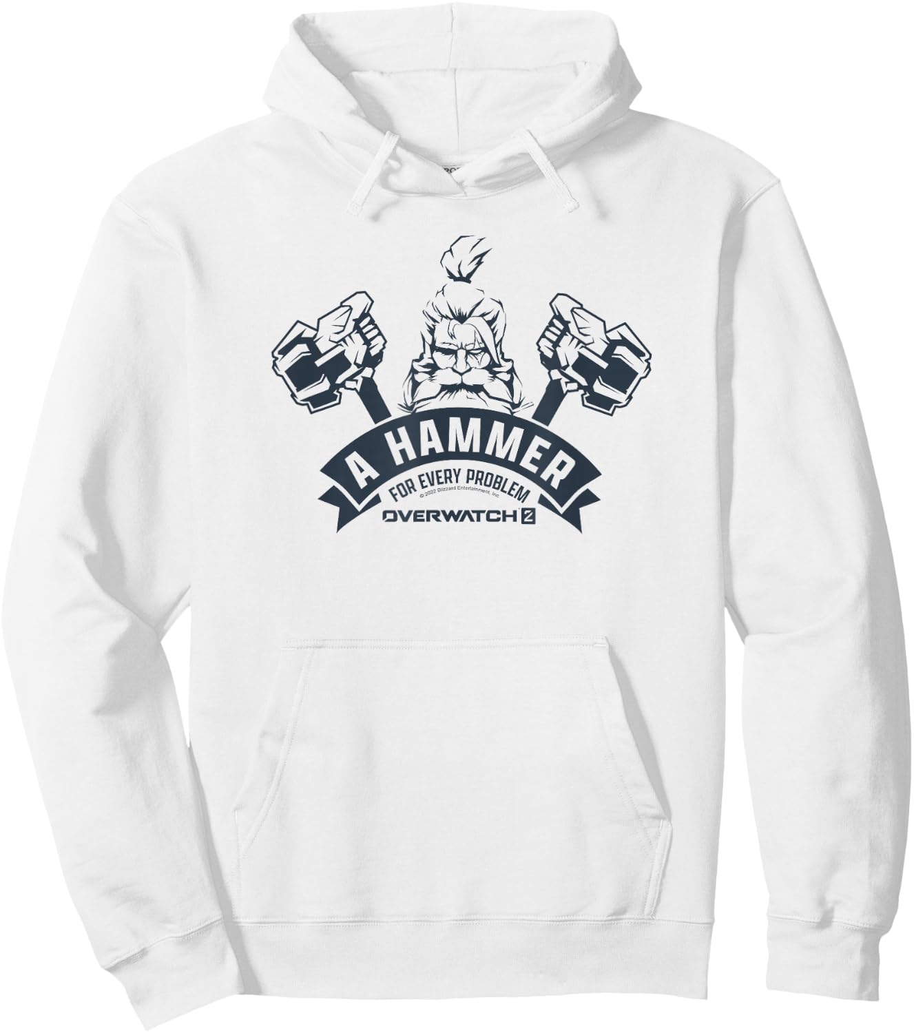 Overwatch 2 Reinhardt A Hammer for Every Problem Logo Hoodie - Hoodie | White