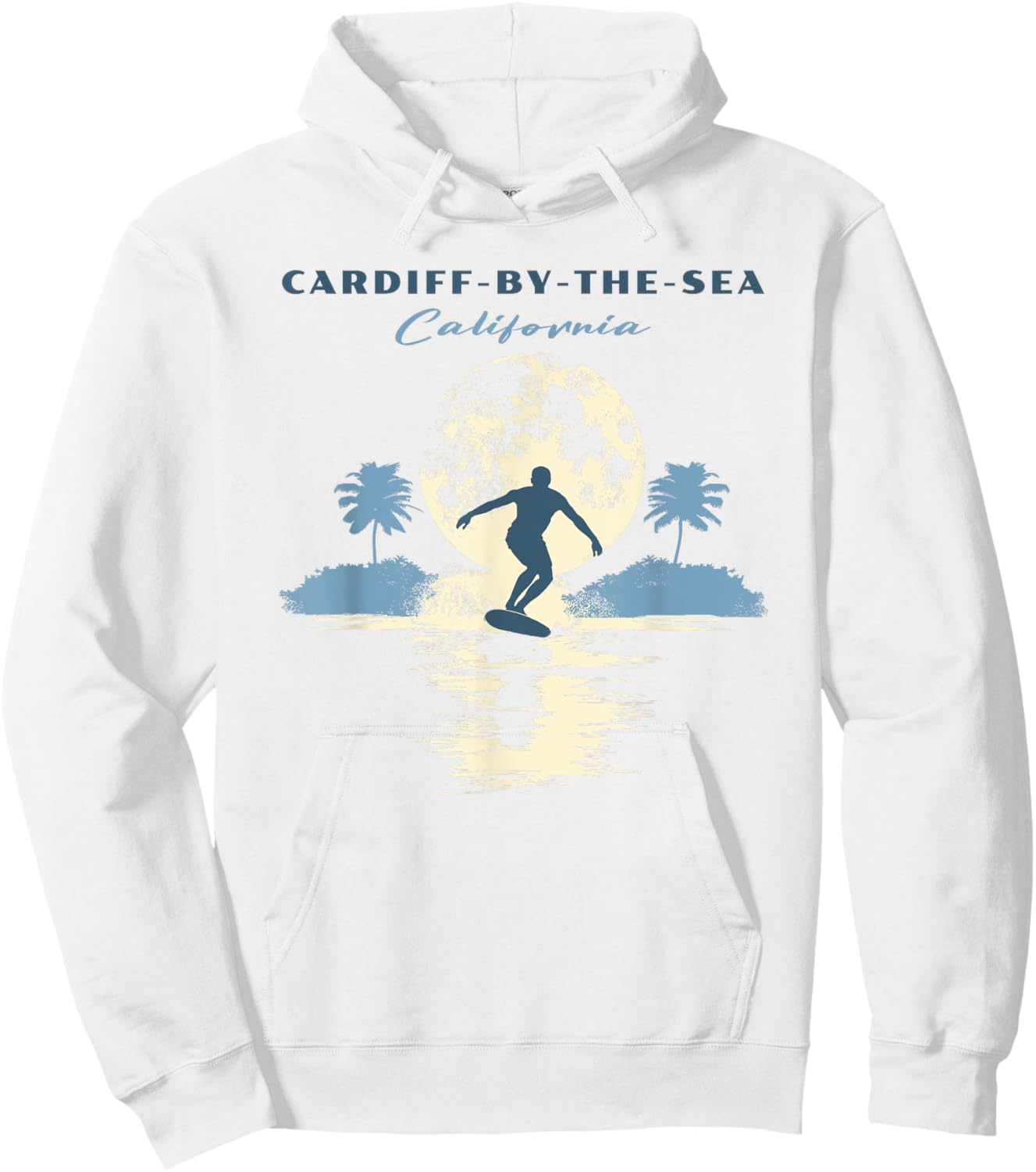 Cardiff-by-the-Sea Beach Retro Vintage Surf Women Kids Hoodie - Hoodie | White