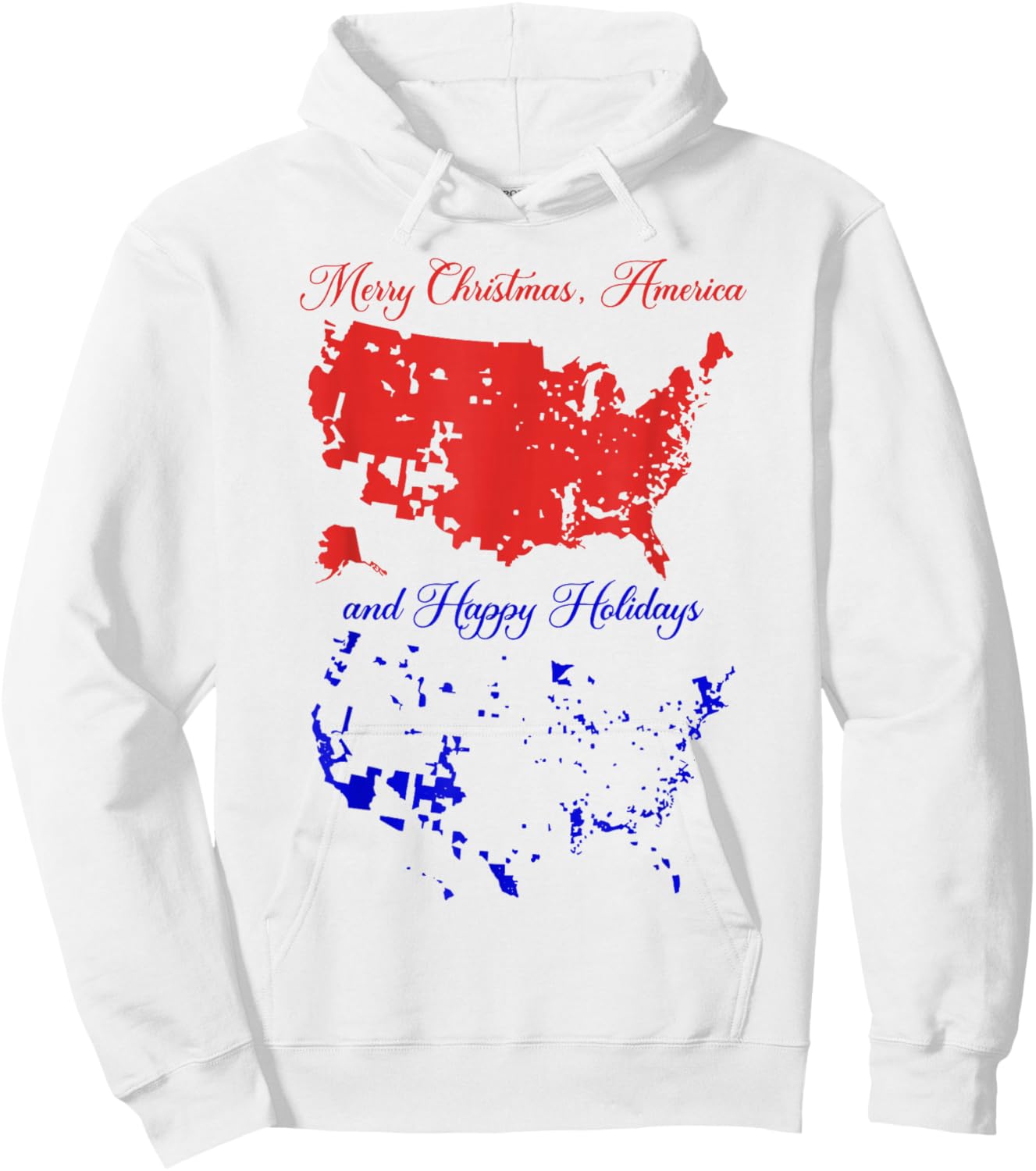 Merry Christmas America And Happy Holidays Election Map Hoodie - Hoodie | White