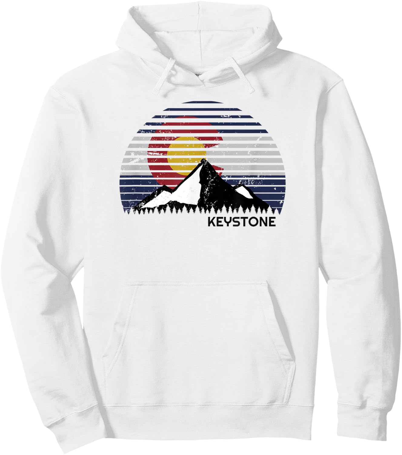 Keystone, Colorado x CO Flag Mountain Top Hoodie - Hoodie | White