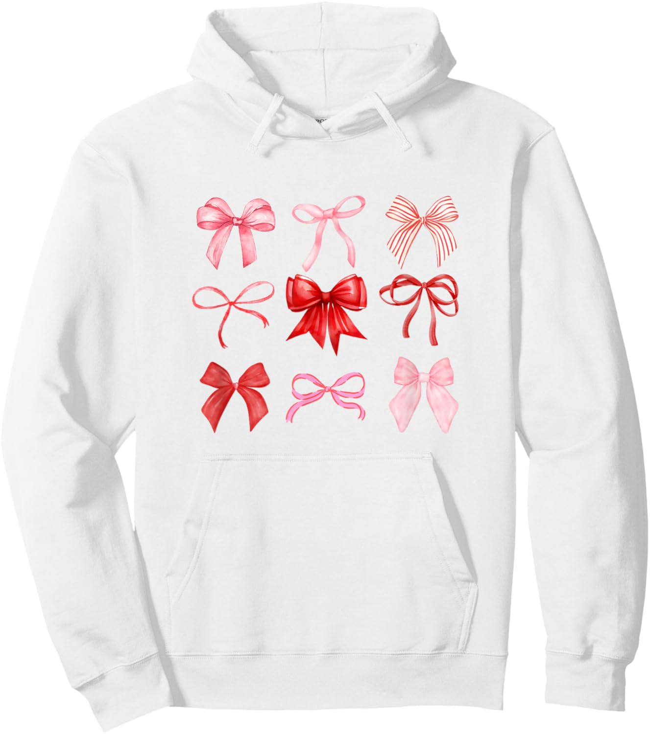 Coquette Aesthetic Red and Pink Bow Valentines Hoodie - Hoodie | White