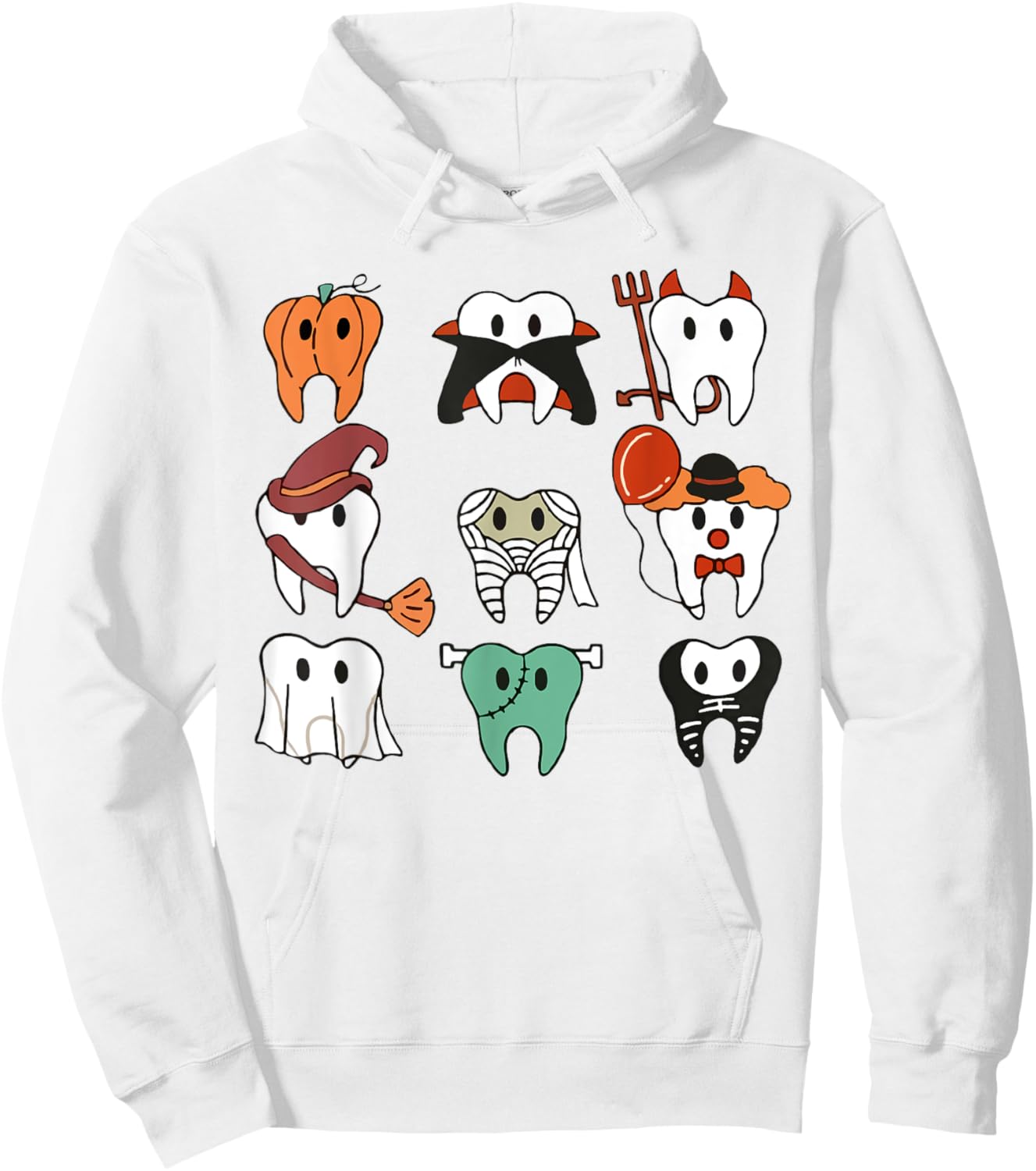 Funny Dental Halloween Dentist Hygiene Ghost Spooky Season Hoodie - Hoodie | White