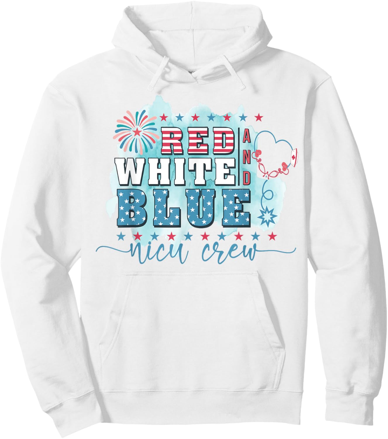Red White Blue Nicu Nurse Crew 4th Of July Nicu Nursing Men Hoodie - Hoodie | White