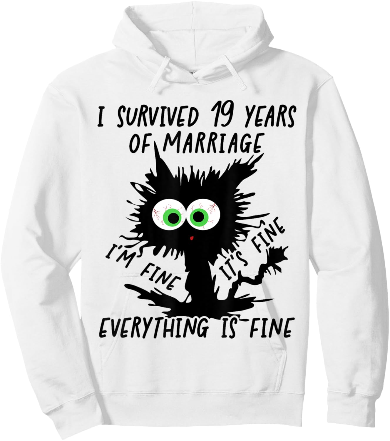 Bronze Wedding I Survived 19 Years Of Marriage Hoodie - Hoodie | White