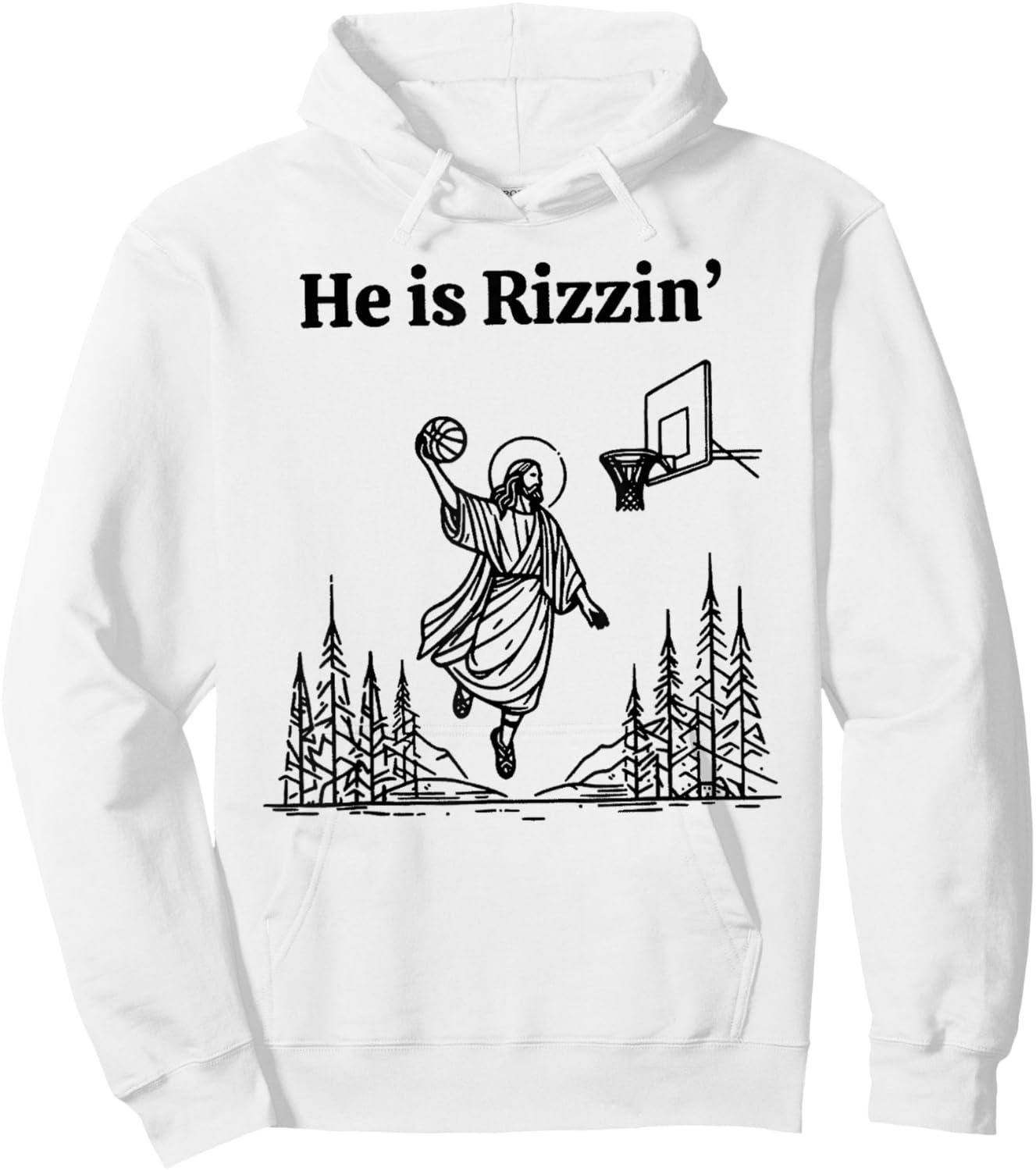He is Rizzin Funny Basketball Retro Christian Religious Hoodie - Hoodie | White