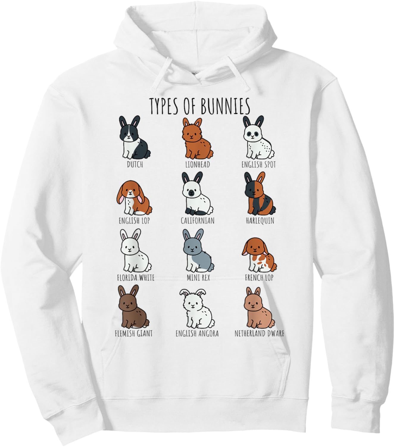 Cute Types of Bunnies Rabbits Breeds Flemish Giant Lionhead Hoodie - Hoodie | White