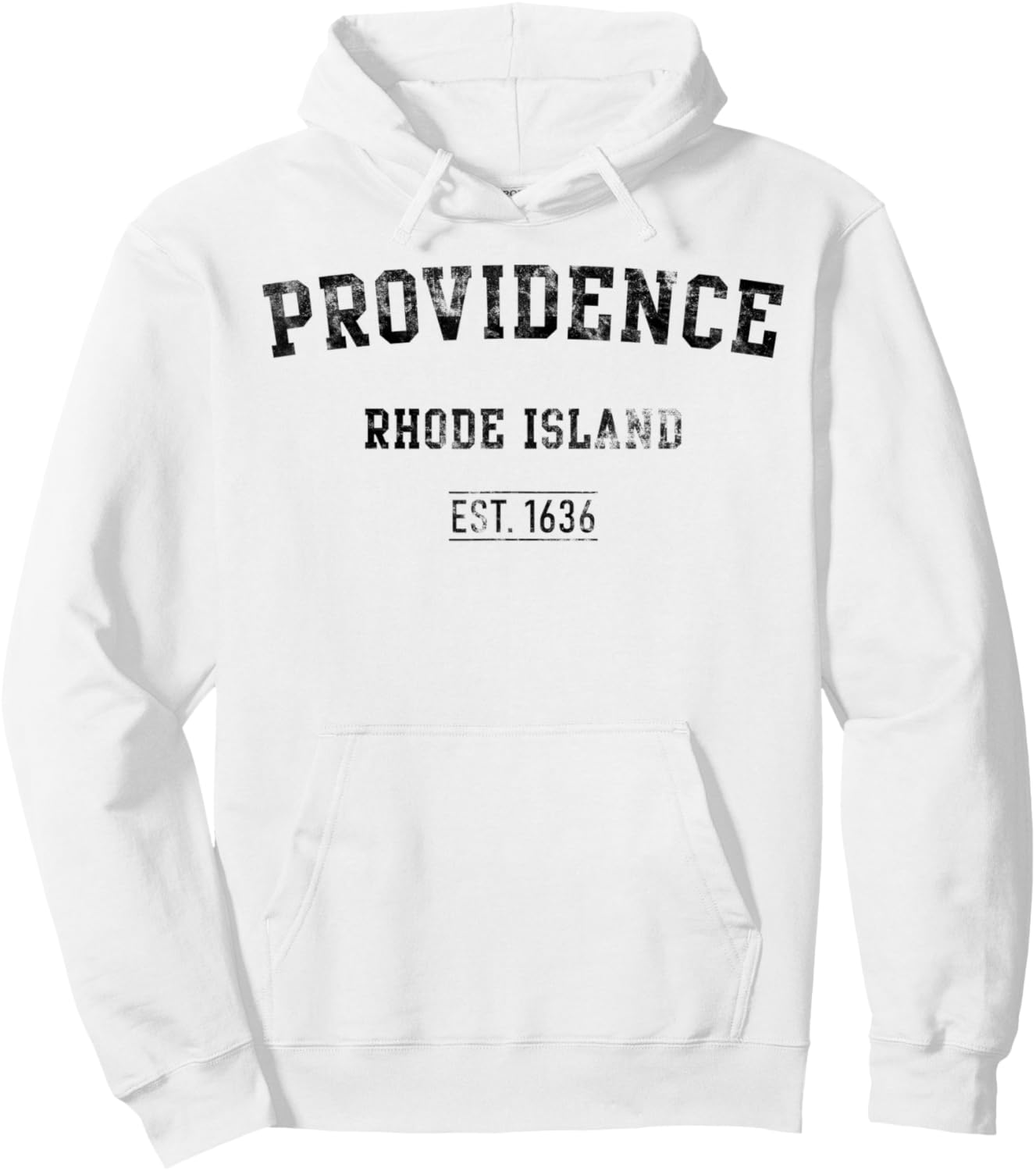 Providence Rhode Island Distressed Text Sport Style Hoodie - Hoodie | White