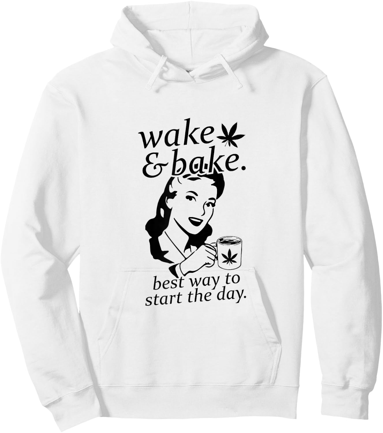 Funny Wake And Bake Marijuana Weed Hoodie - Hoodie | White