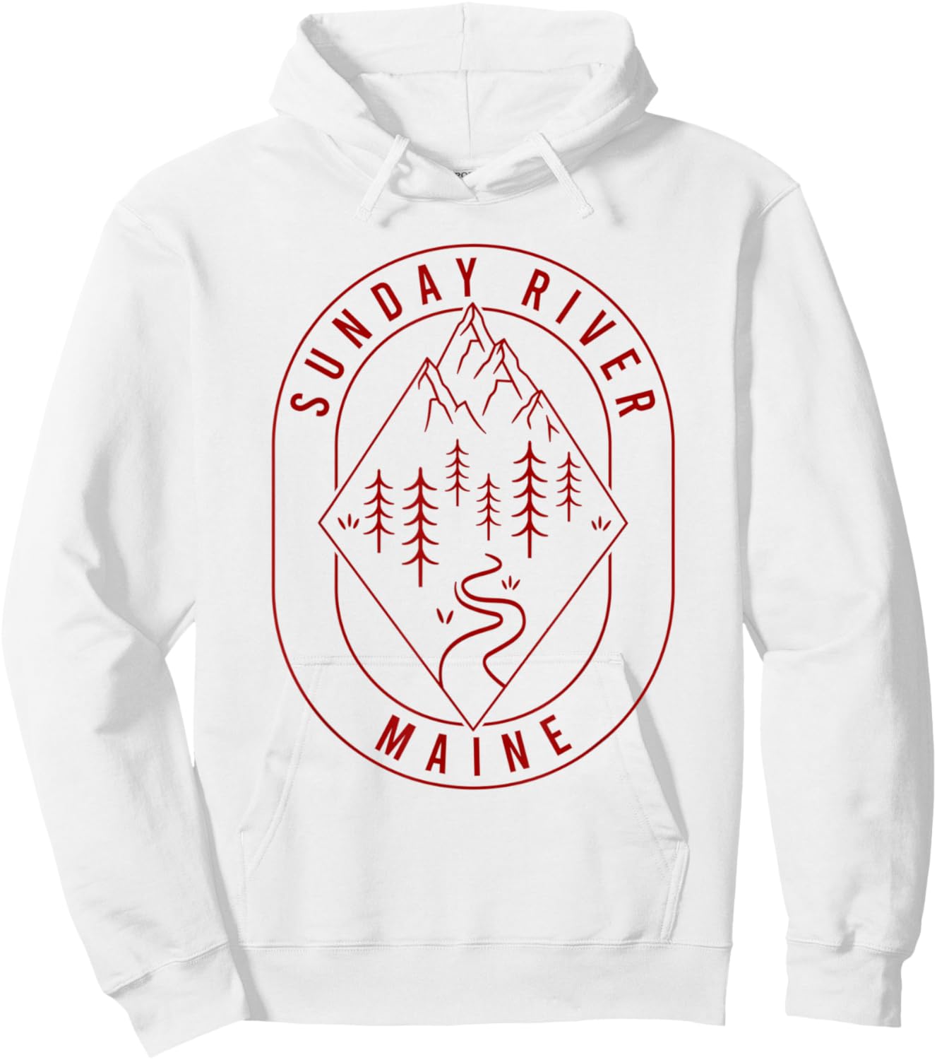 Sunday River Mountains Maine Hiking Outdoors Minimal Hoodie - Hoodie | White