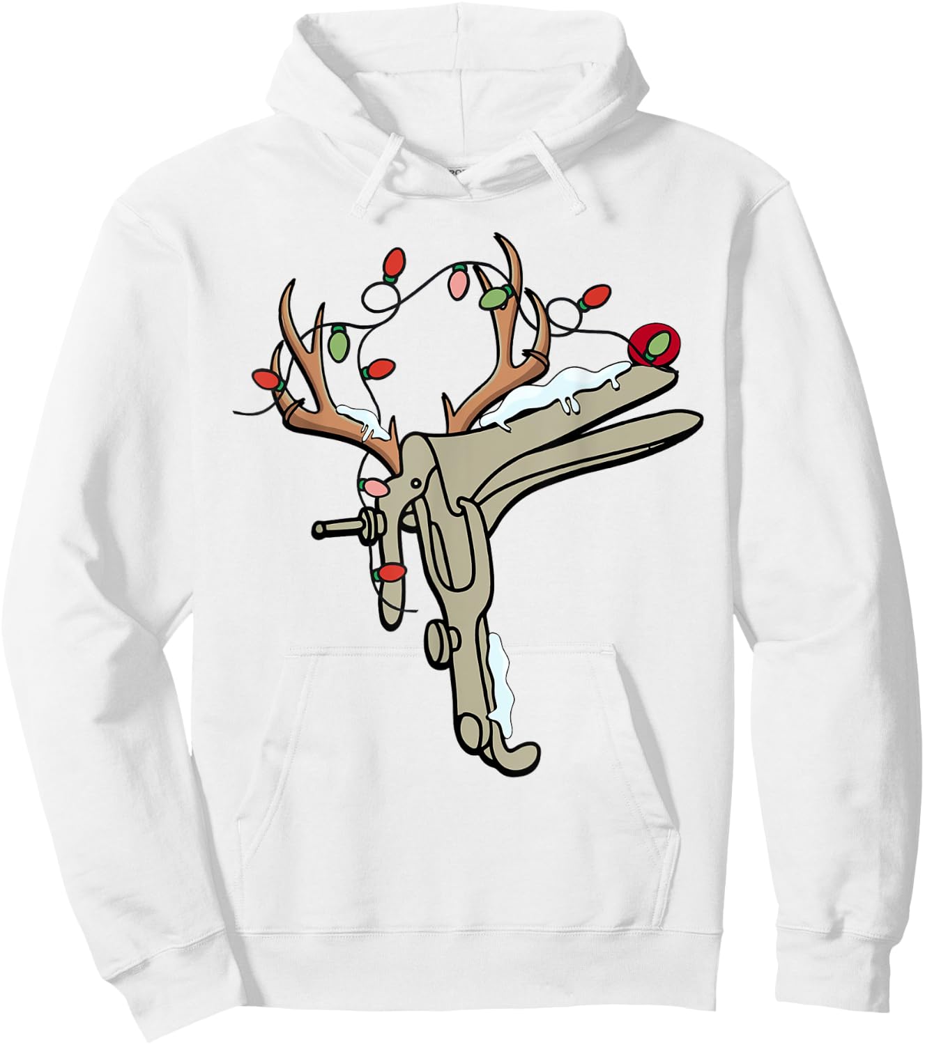 Reindeer Christmas Light Speculum Funny OBGYN Nurse Holiday Hoodie - Hoodie | White