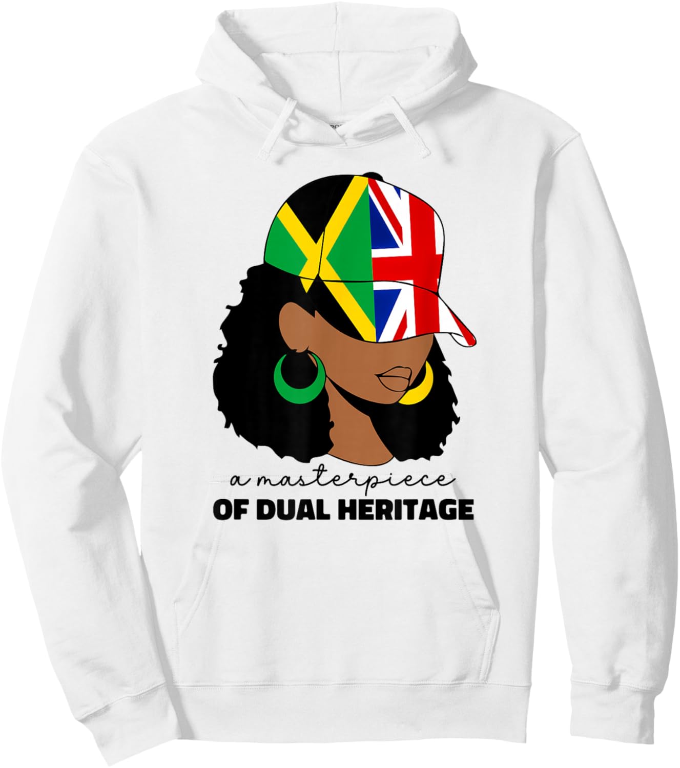 Half Britain And Jamaican British UK Jamaica Flag Girl Women Hoodie - Hoodie | White