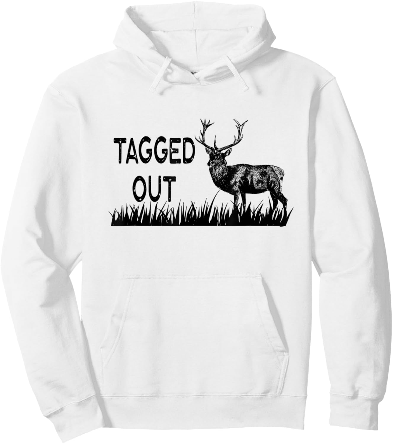 Tagged Out Vintage Graphic Hunter Hunt Elk Deer Antler Rack Hoodie - Hoodie | White