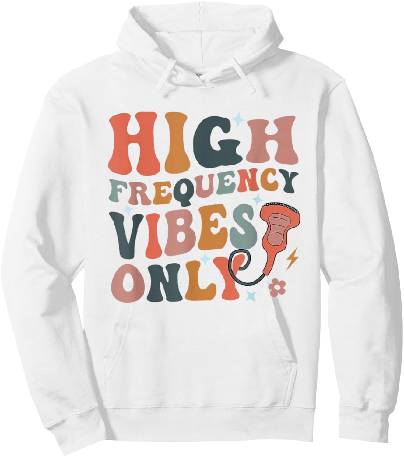 Retro High Frequency Vibes Only Sonography Ultrasound Tech Hoodie - Hoodie | White