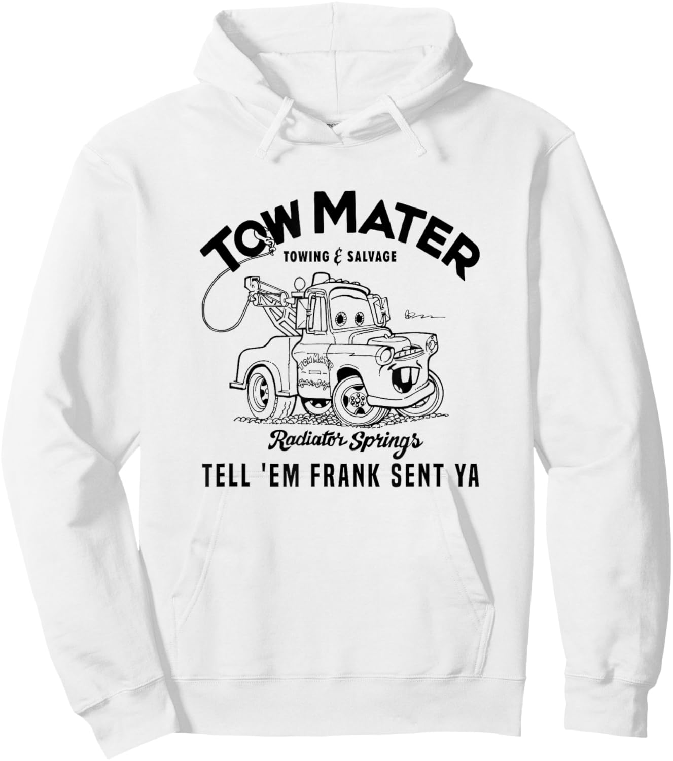 Disney Pixar Cars Tow Mater Towing & Salvage Outline Logo Hoodie - Hoodie | White