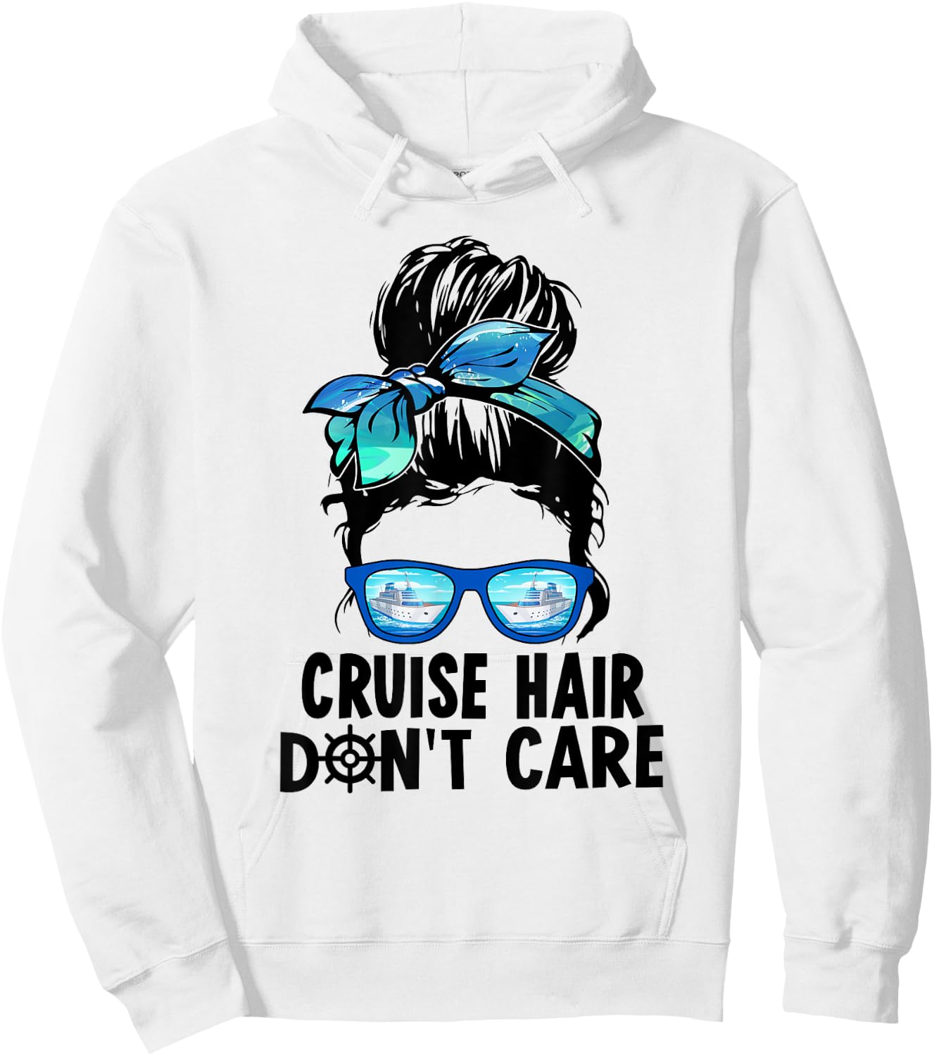 Cruise Hair Don't Care Messy Bun Ship Cruising Trip Hoodie - Hoodie | White