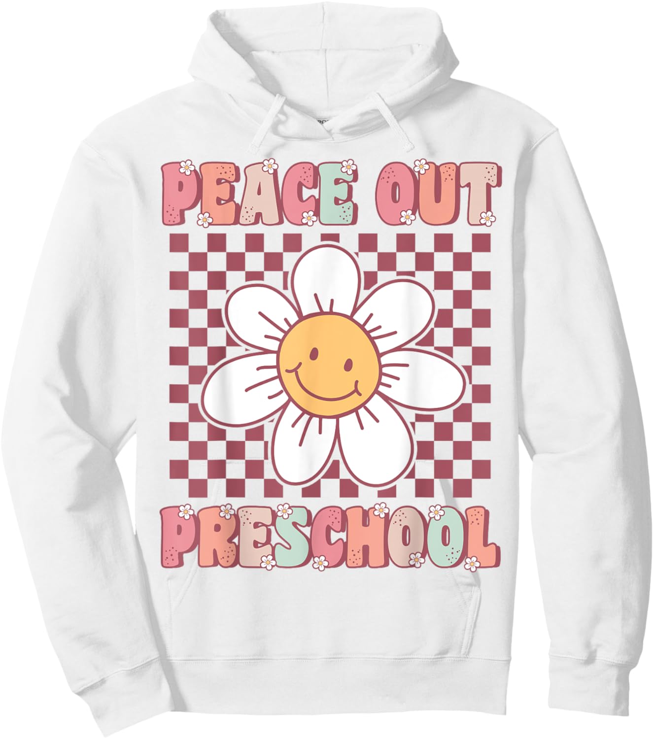 Peace Out Pre-K Cute Groovy Last Day of Preschool Graduation Hoodie - Hoodie | White