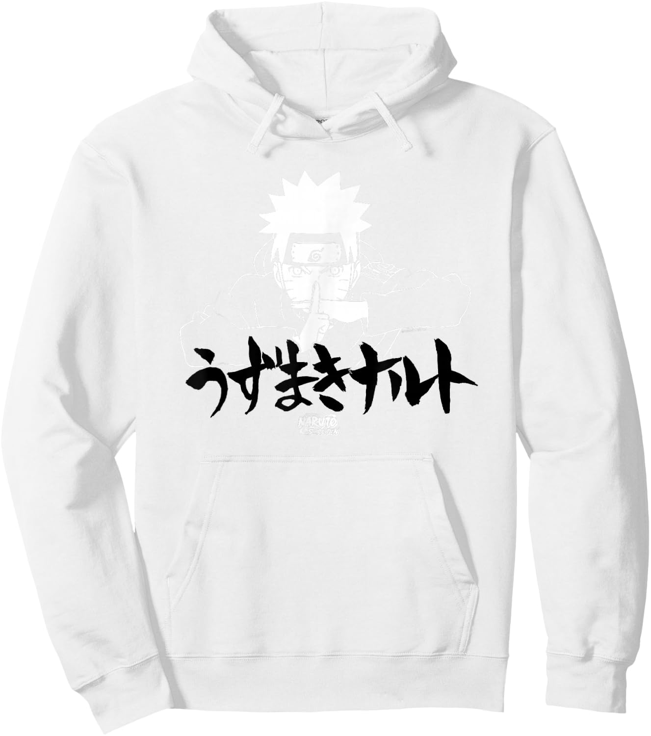 Naruto Shippuden Linear Naruto Jutsu with Kanji Anime Hoodie - Hoodie | White