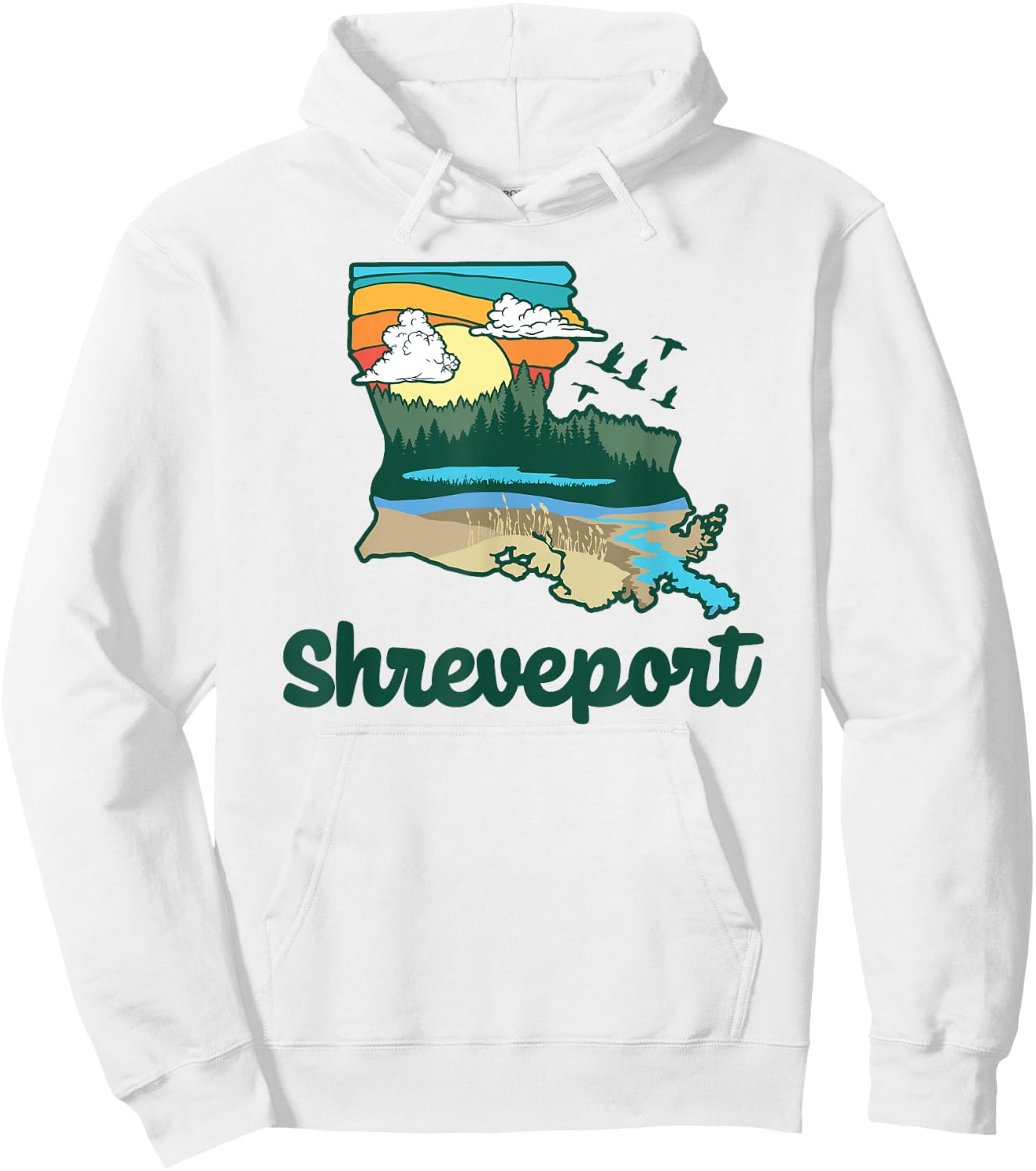 Retro Shreveport Louisiana Nature & Outside Lover Graphic Hoodie - Hoodie | White