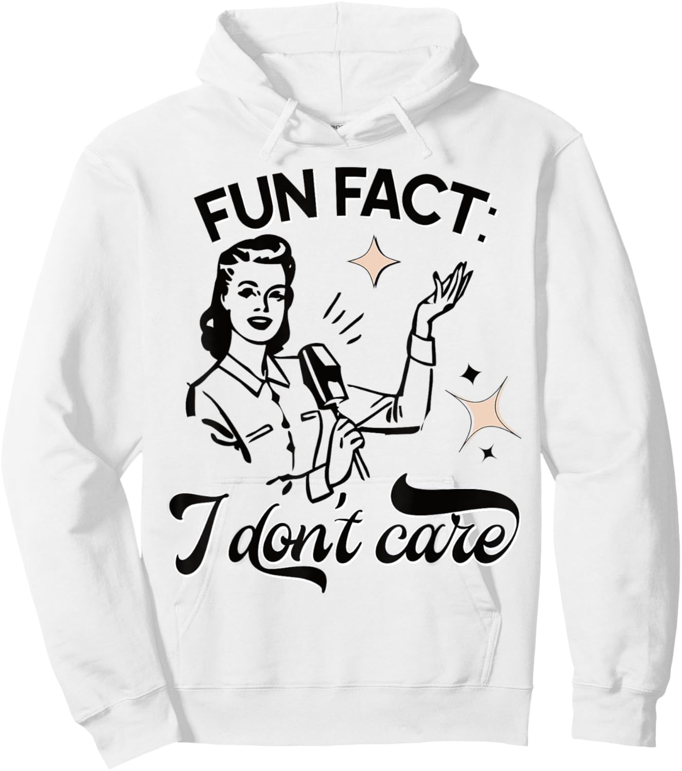 Fun Fact I Don't Care Funny Sarcastic Retro Vintage Style Hoodie - Hoodie | White