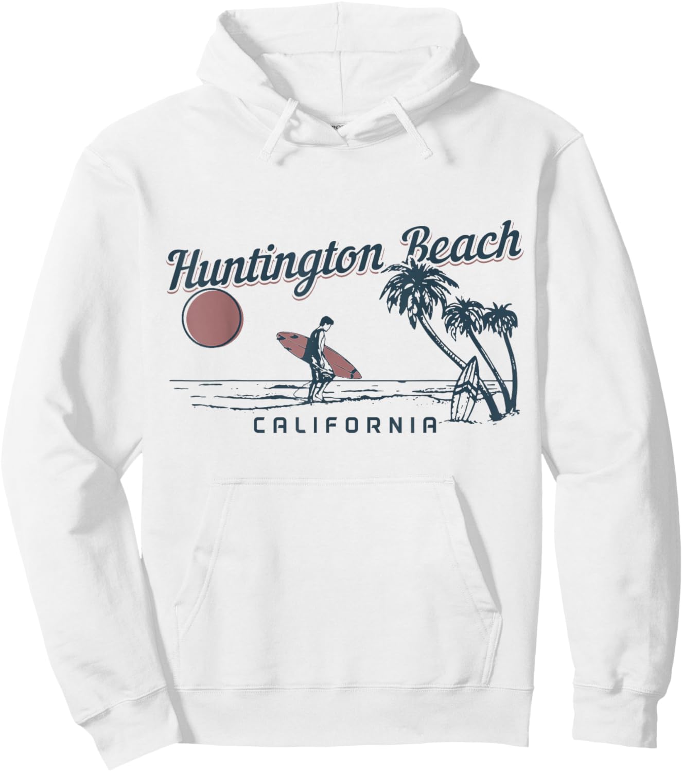 Huntington Beach California Surf Vintage Surfer Hoodie - Hoodie | White