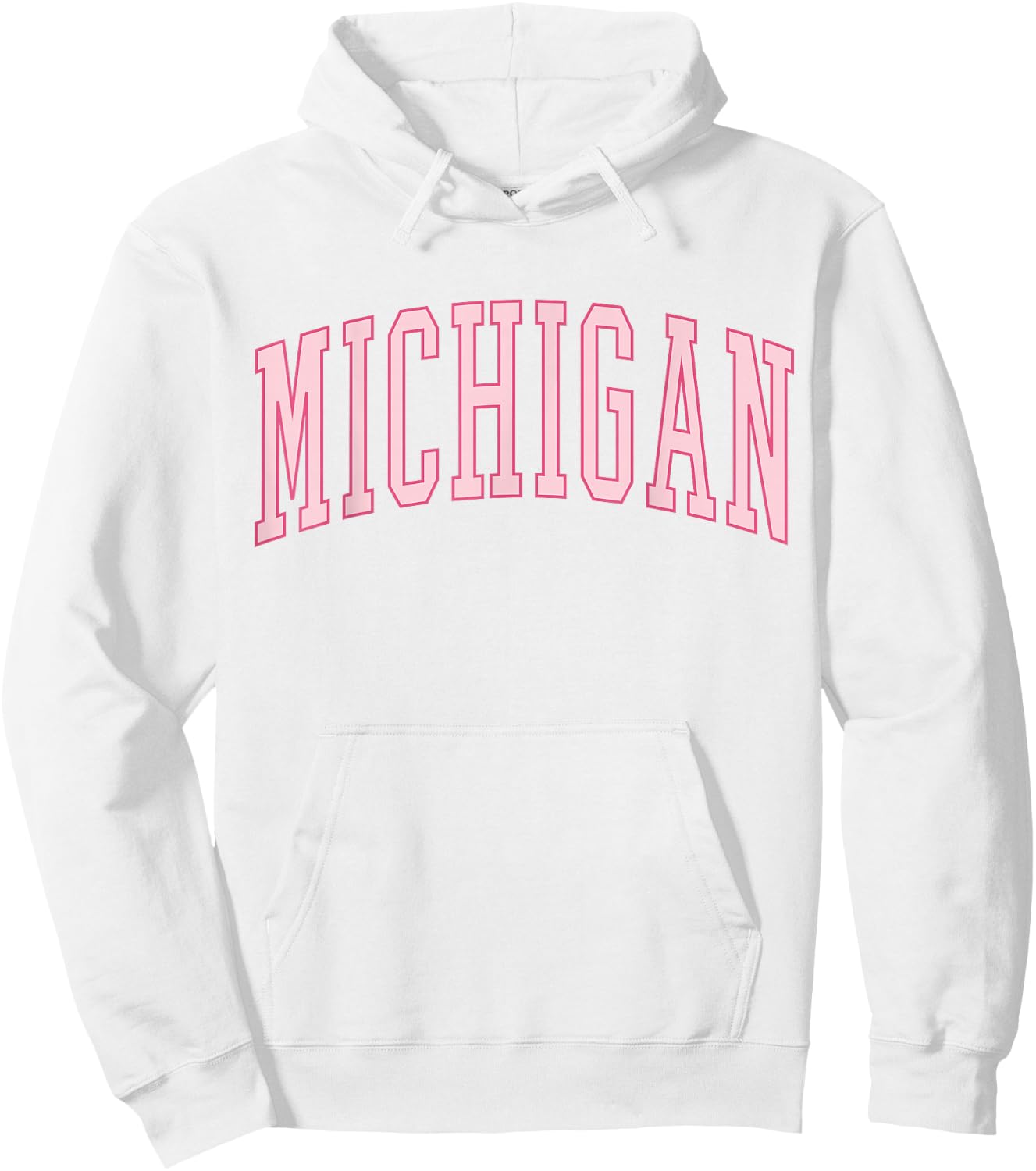 Preppy Varsity Pink Michigan Hoodie - Hoodie | White