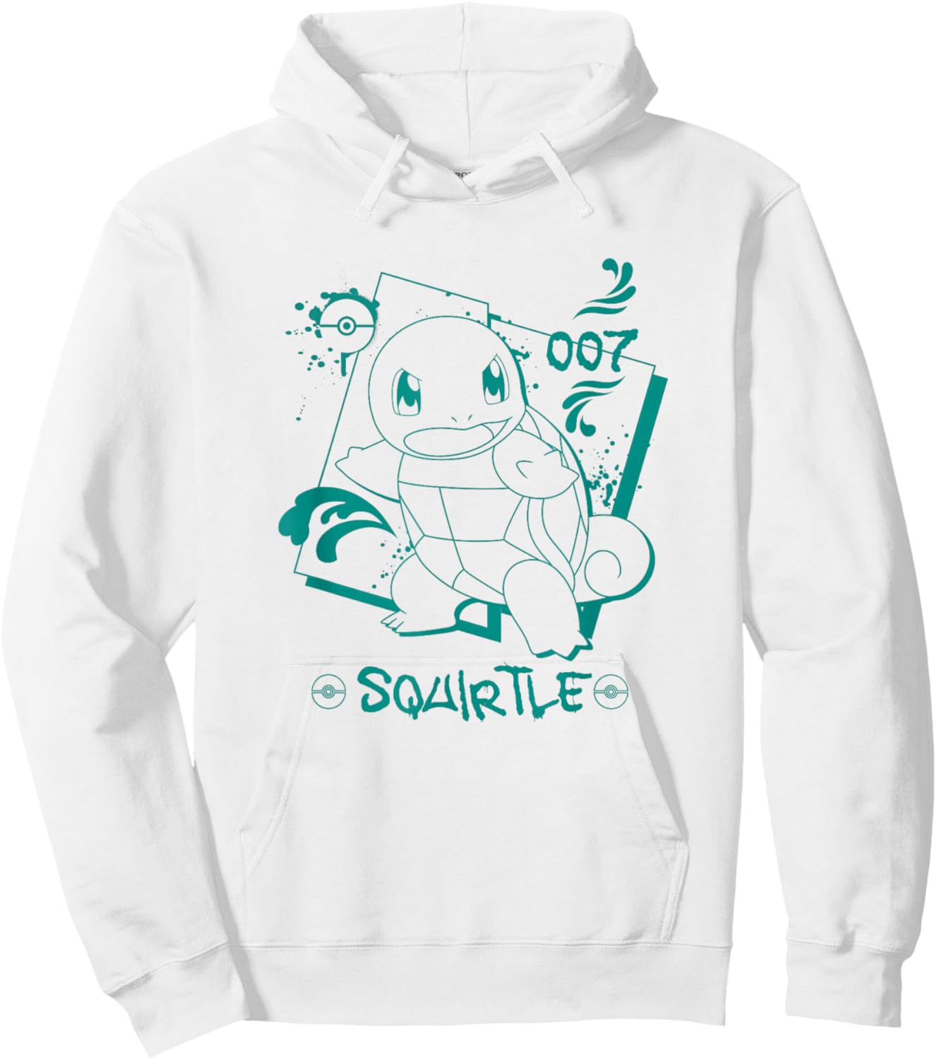 Pokémon Squirtle 007 Graffiti Paint Drip Sketch Portrait Hoodie - Hoodie | White