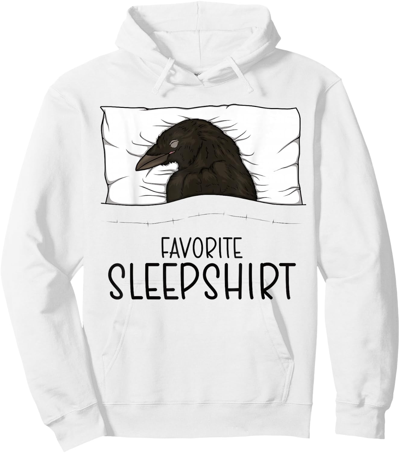 Favorite Sleepshirt Crow, Napping Raven Pajama Hoodie - Hoodie | White