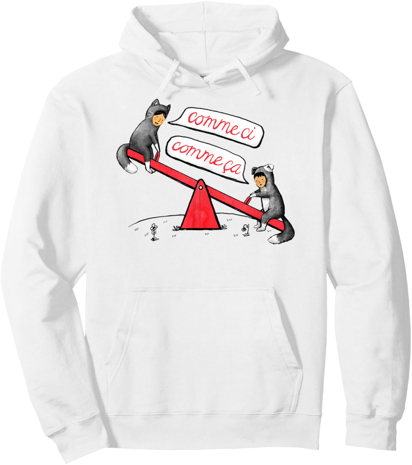 Threadless Midnightcoffee Seesaw Life Graphic Hoodie - Hoodie | White