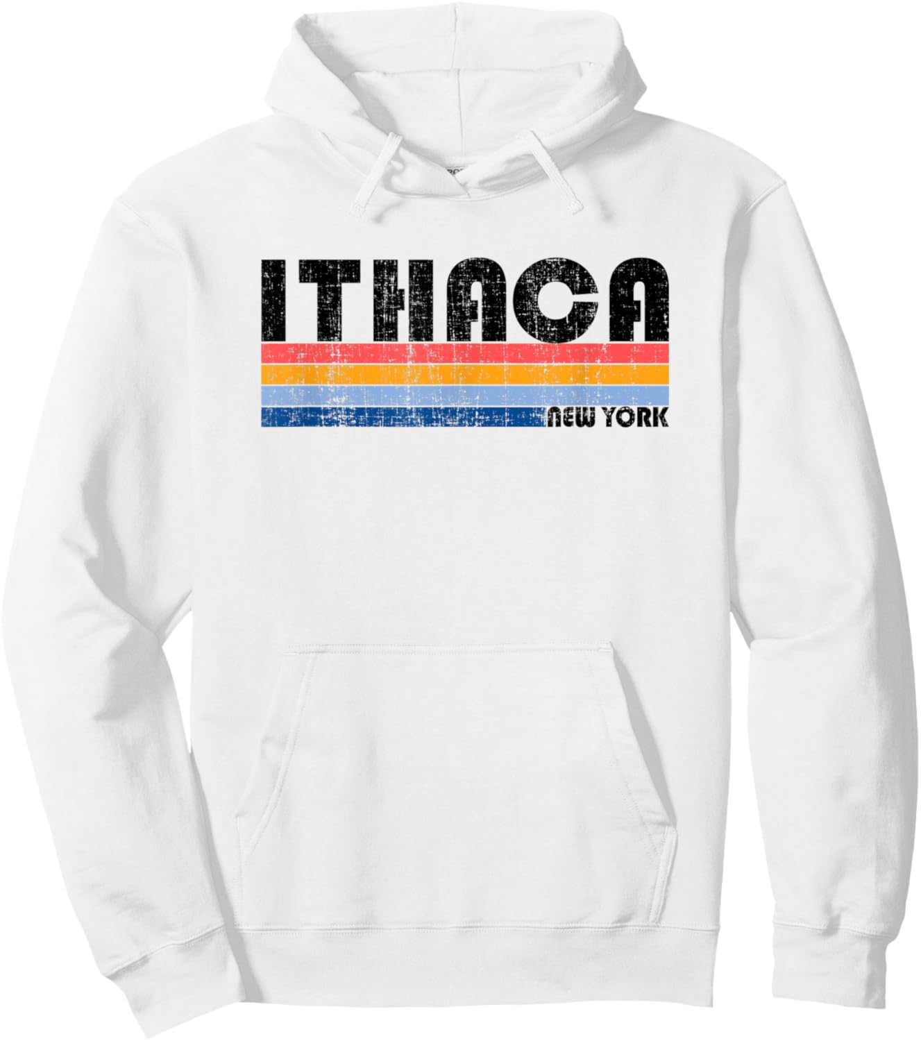Vintage 70s 80s Style Ithaca, NY Hoodie - Hoodie | White