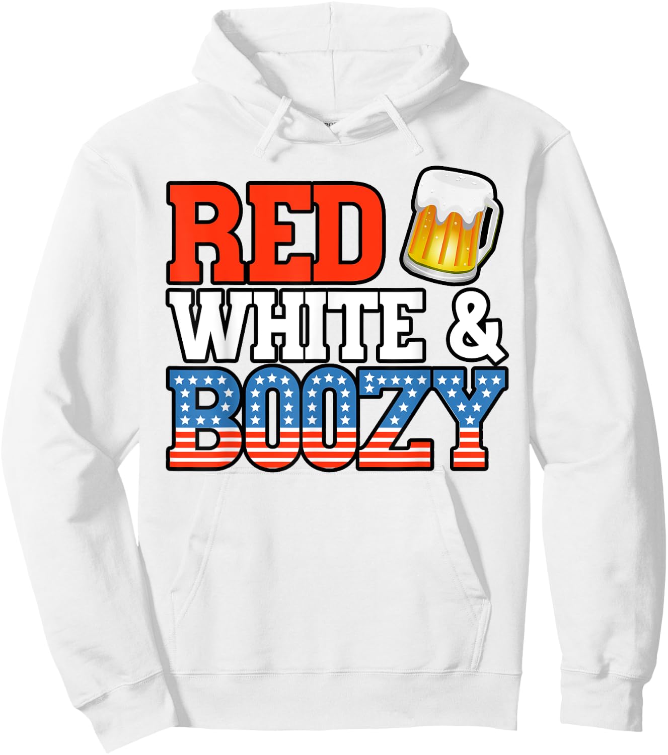 Red White and Boozy Funny 4th of July Drinking Crew Party Hoodie - Hoodie | White