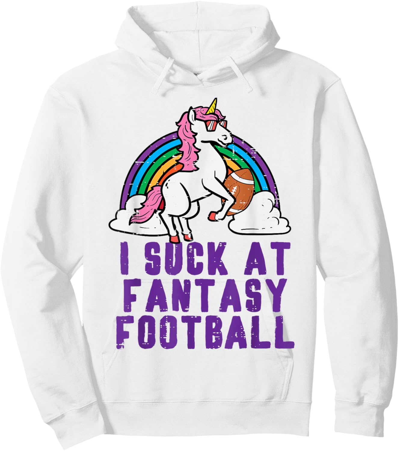 Funny Pink Fantasy Football Loser Shirt Unicorn Men Hoodie - Hoodie | White
