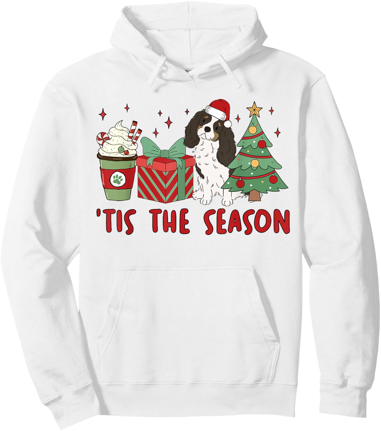 Cavalier King Charles Spaniel Christmas Tis The Season Dog Men Women Kids Hoodie - Hoodie | White
