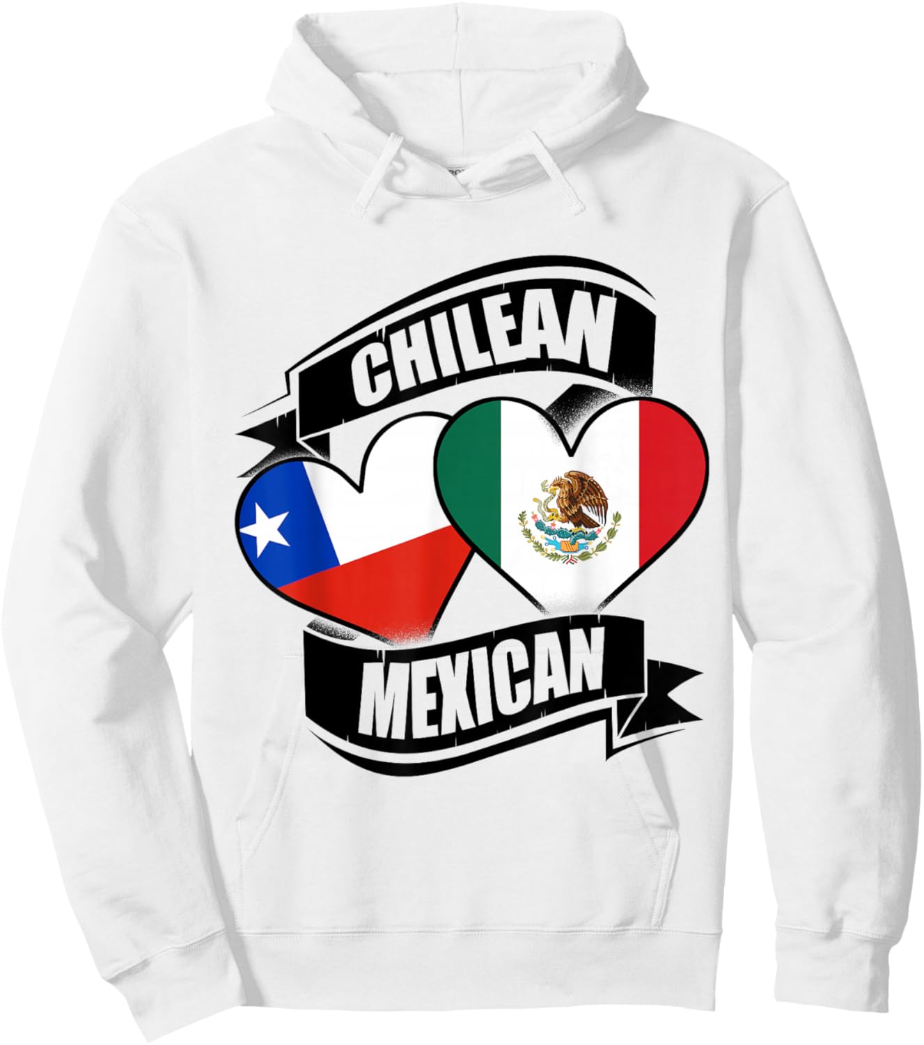 Chilean Mexican Hearts Chile Mexico Flags Hoodie - Hoodie | White